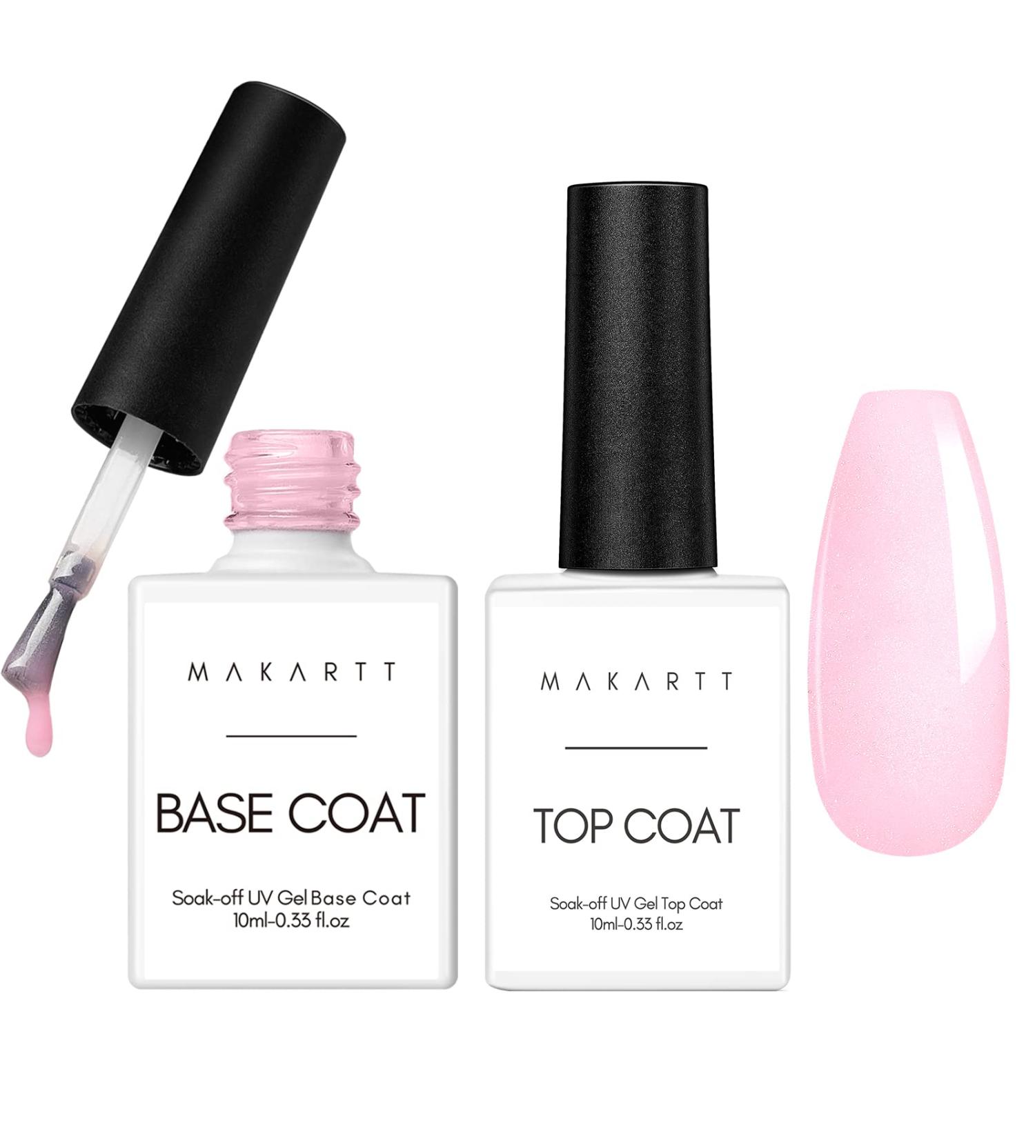 Makartt 2-in-1 Pink Gel Base & Top Coat Kit â€“ Long Lasting Soak Off UV LED Nail Polish (10ml) - Buy Online on GoSupps.com