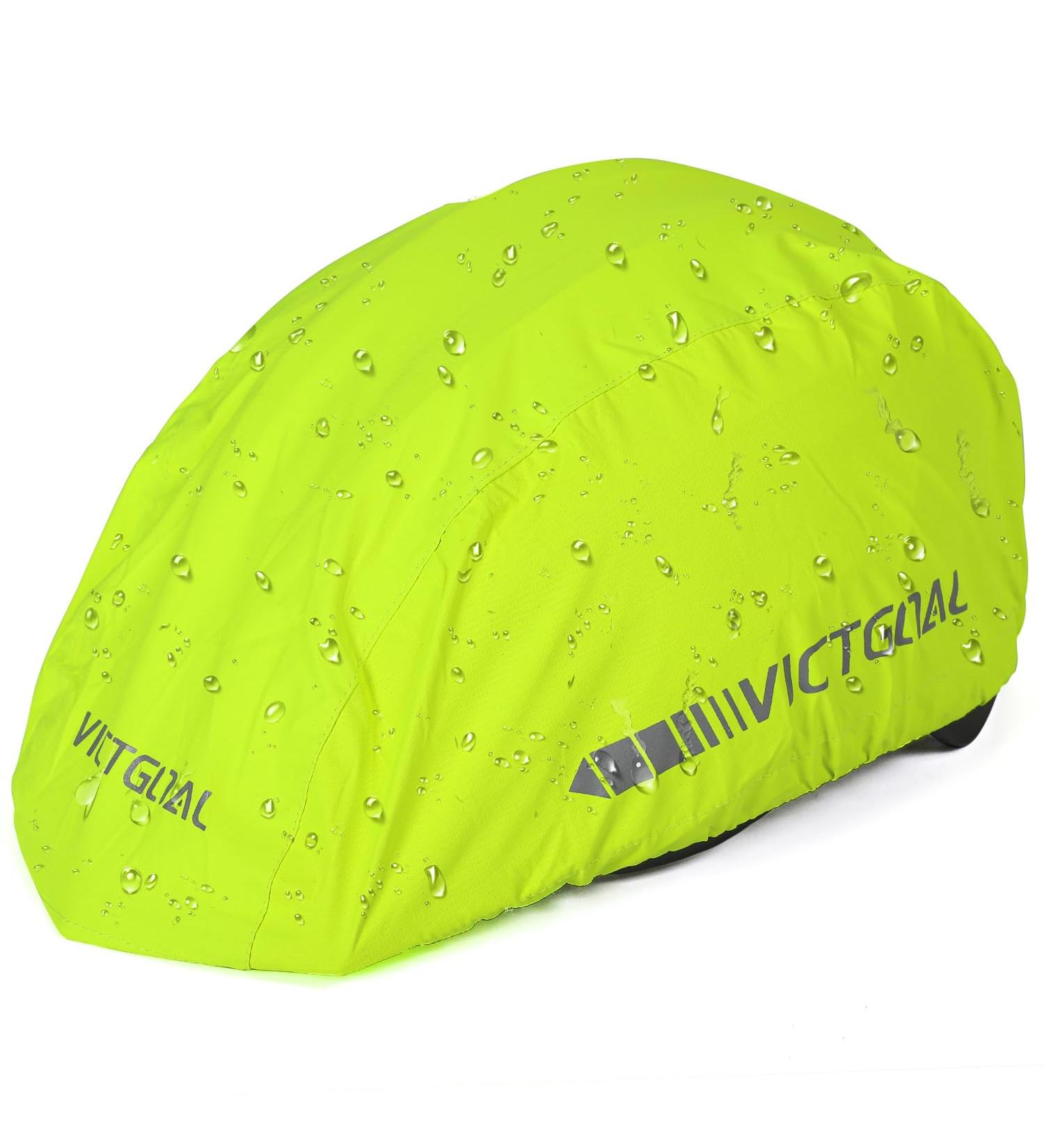 Victgoal Waterproof Bicycle Helmet Rain Cover - Neon Yellow with Reflectors | Unisex Elastic Cap for Ultimate Protection - Buy Online on GoSupps.com