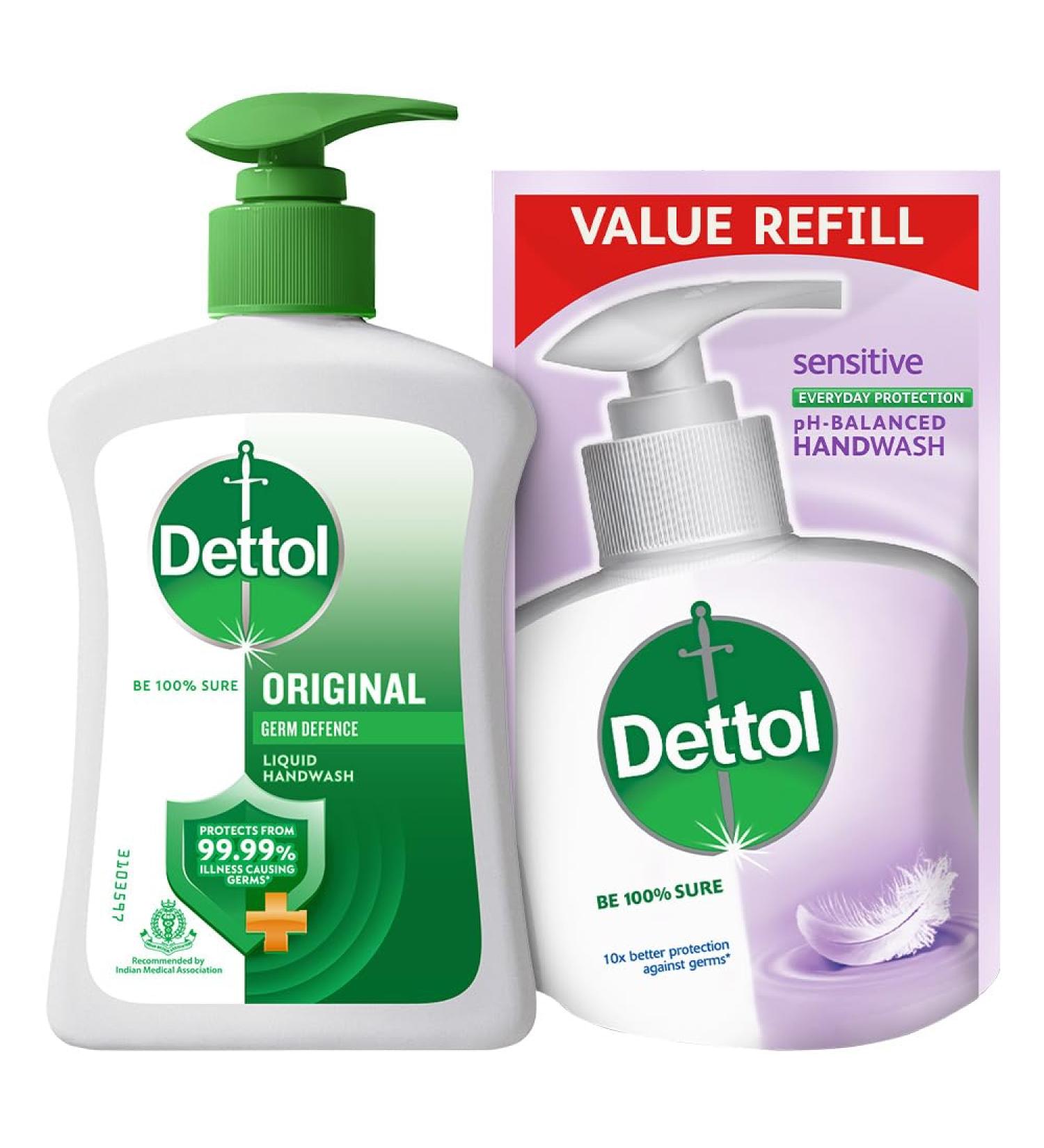 Dettol Liquid Handwash (Original) - 200 ml with Free Dettol Liquid Handwash Refill- 175 ml Original 1 Count (Pack of 1) - Buy Online on GoSupps.com