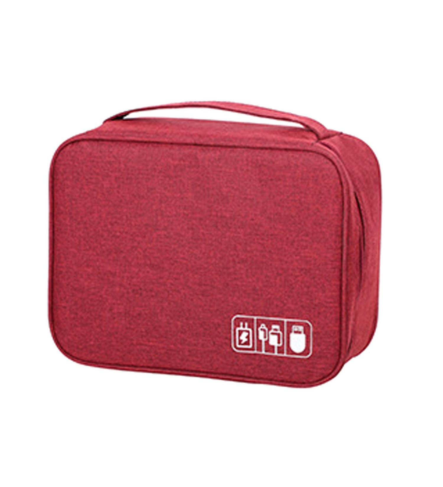 Digital Gadgets Storage Bag Separate Storage Adjustable Portable Data Cable Storage Bag for Home (Black) (Wine Red) - Buy Online on GoSupps.com