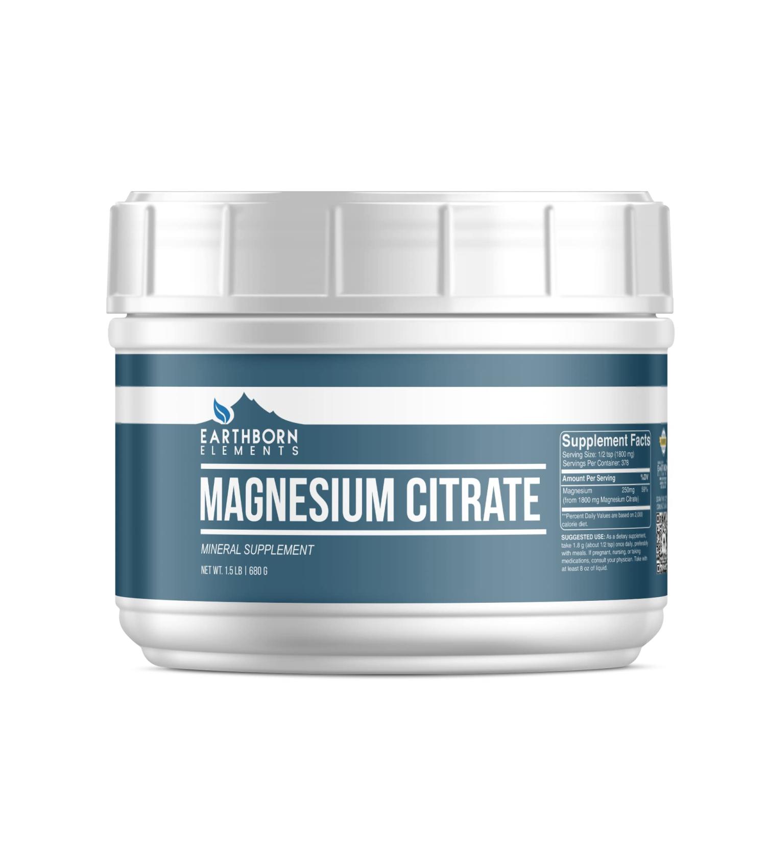 Earthborn Elements Magnesium Citrate 600g Oral Supplement - Pure & Additive-Free - Buy Online on GoSupps.com