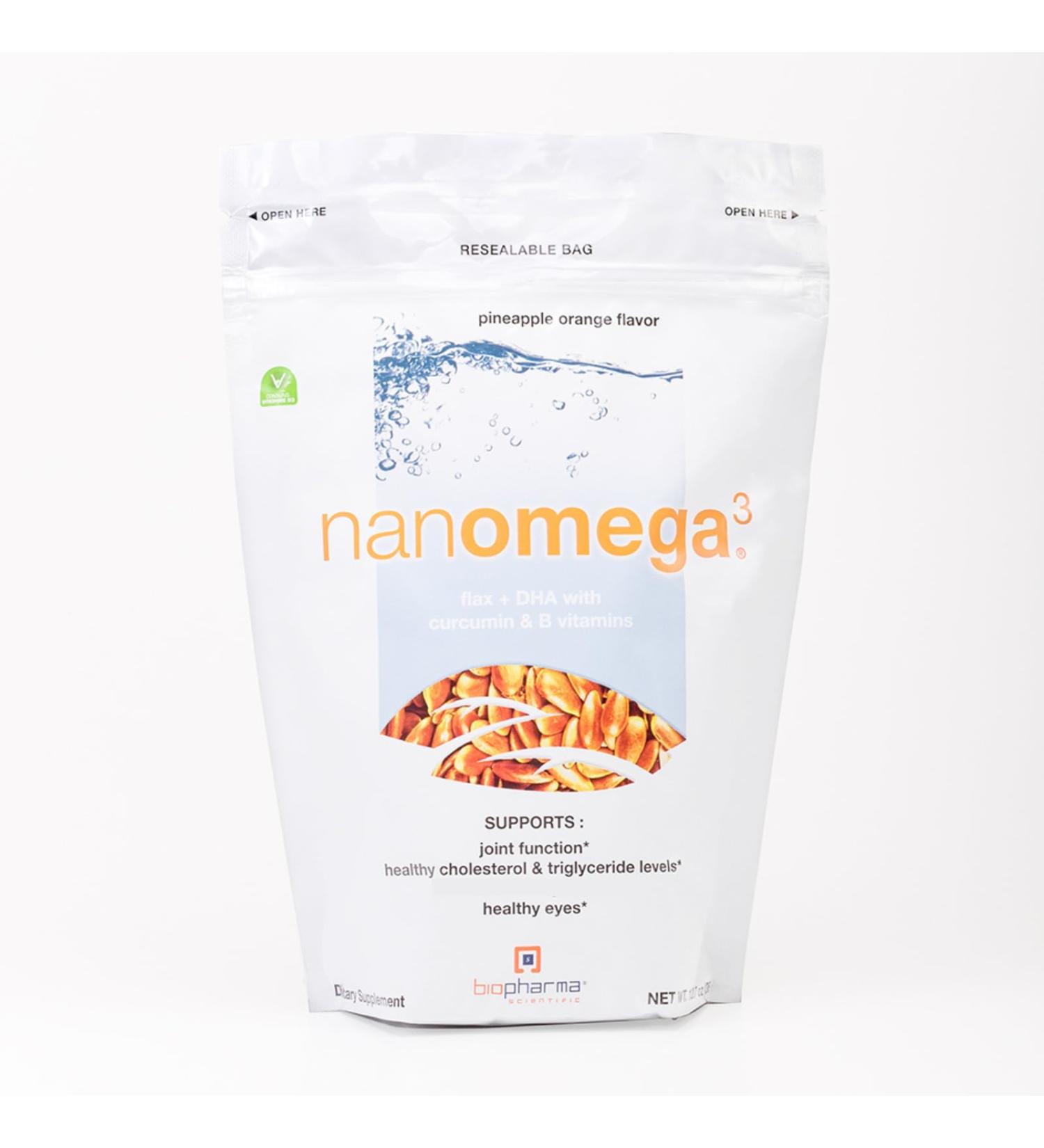 Biopharma Scientific NanoOmega Vegan Omega-3 | Plant-Based DHA & EPA from Algae & Flaxseed | Fish Oil Alternative | Supports Heart, Brain & Joints | Pineapple Orange Flavor | 30 Servings - Buy Online on GoSupps.com