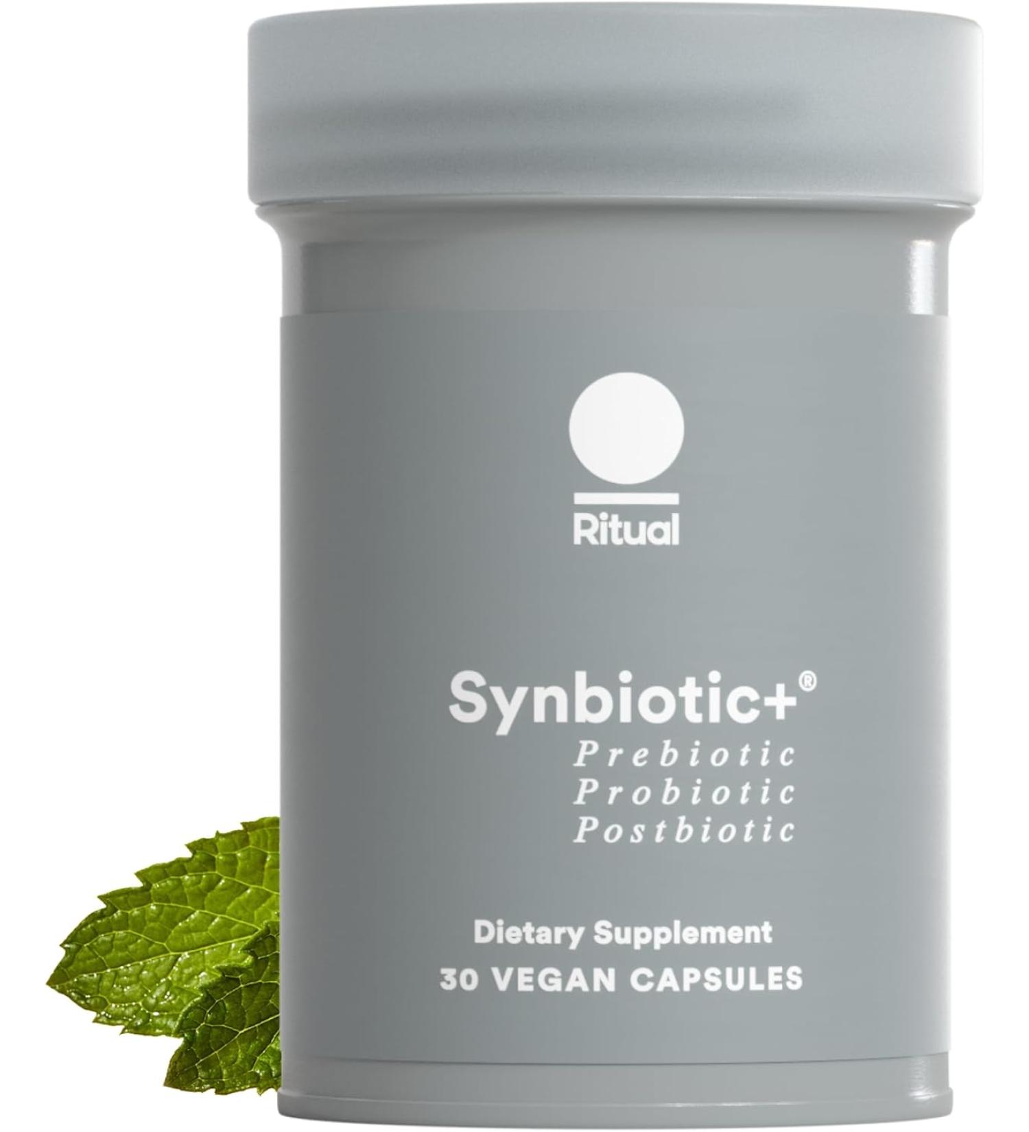 Ritual Synbiotic+ 30 Vegan Capsules - 3-in-1 Formula for Gut Health, Bloat & Immune Support - Clinically-Studied Postbiotic Prebiotic Probiotic - Buy Online on GoSupps.com