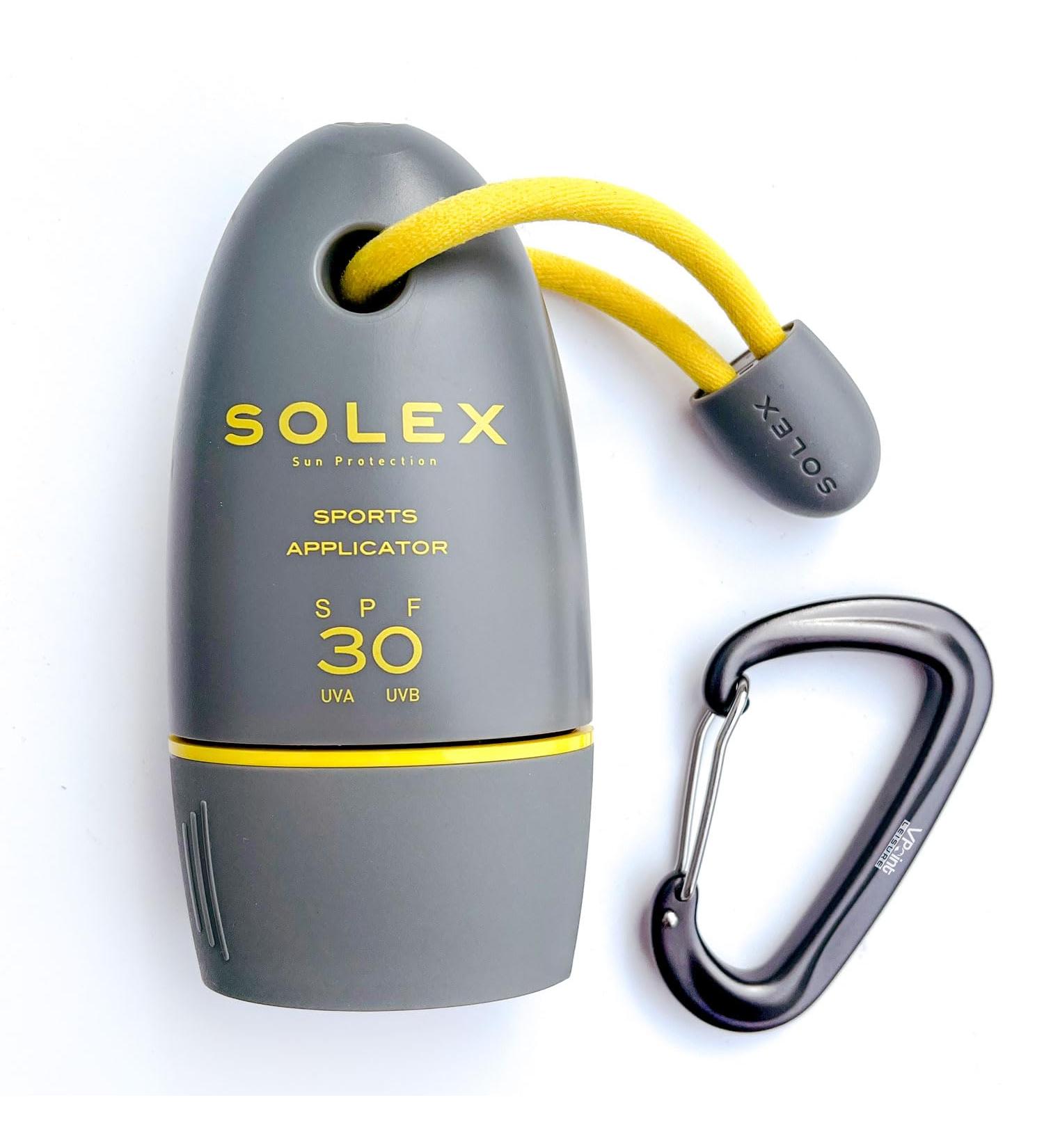 Solex Sports Sun Cream SPF 30 for Outdoor Sports Golf Tennis Cricket - Easy Application Body and Face Sunscreen - Suncream Factor 30 with Shea Butter - Sunblock with Applicator Mirror & Carabiner - Buy Online on GoSupps.com