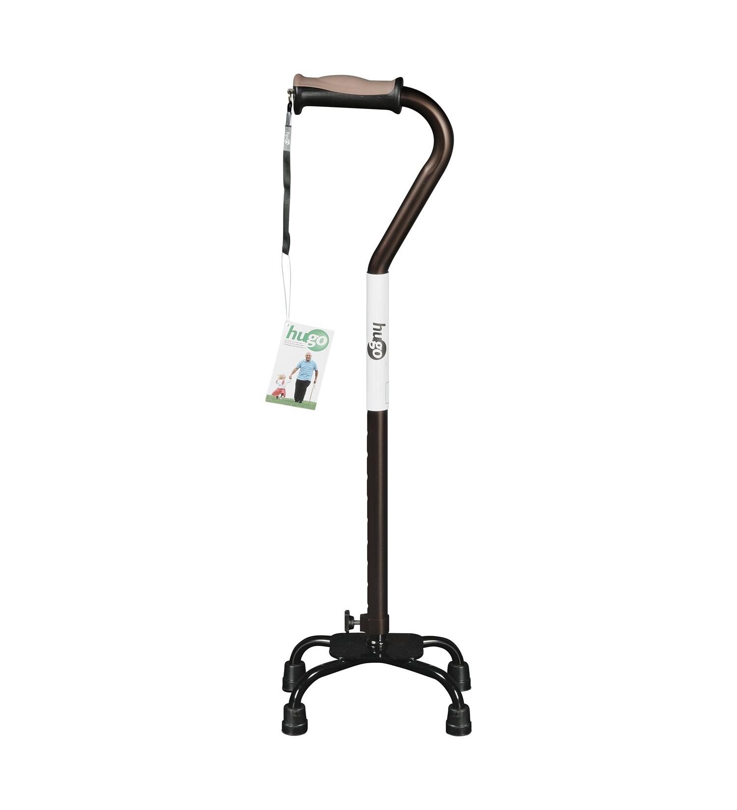 Hugo Mobility 731-852 Adjustable Quad Walking Cane | Small Base | Cocoa - Buy Online on GoSupps.com
