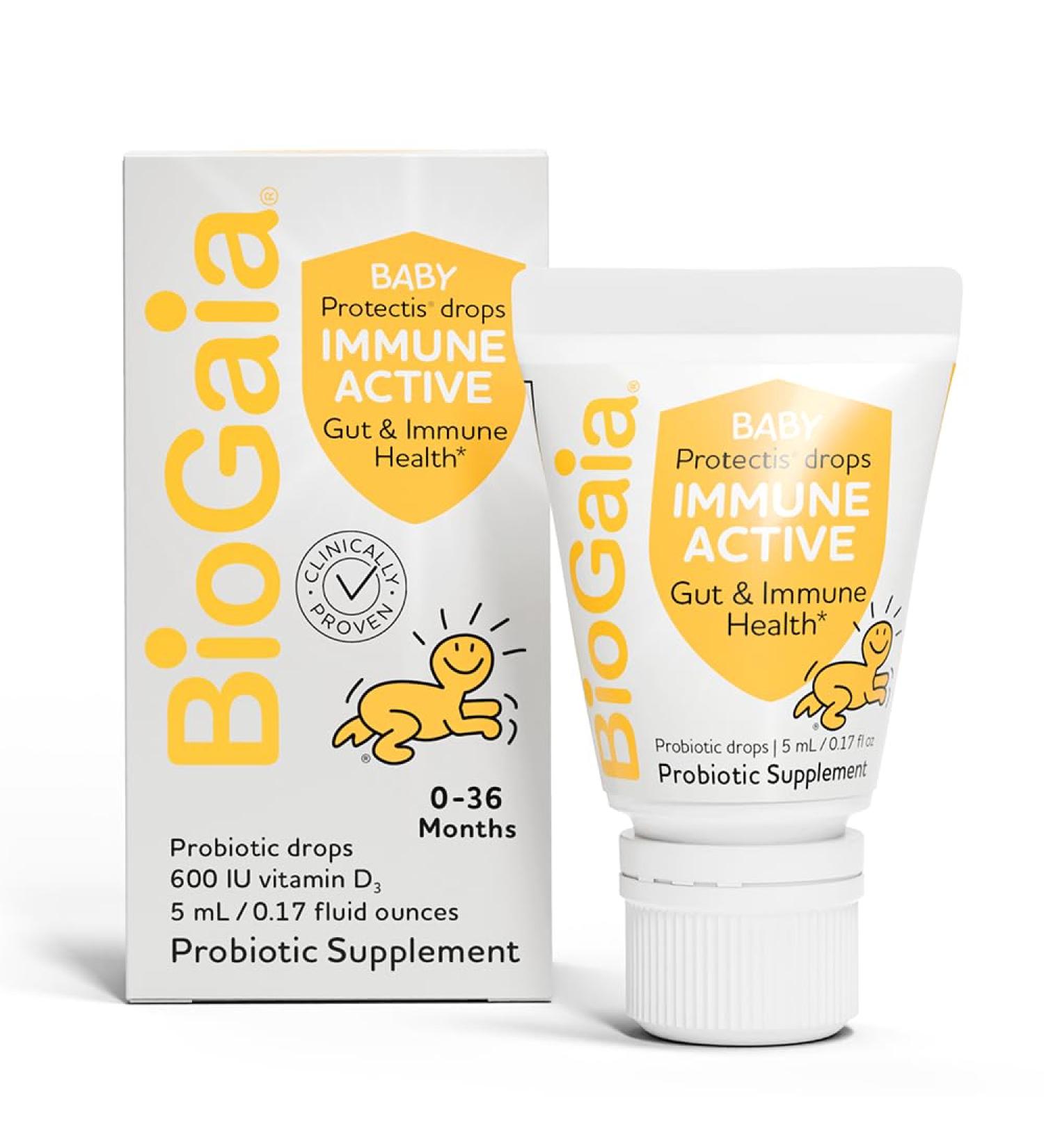 BioGaia Immune Active Baby Probiotic Drops with Vitamin D | Digestive & Immune Health for Babies & Toddlers | Pediatrician Trusted | Allergen-Free Dairy Soy & Gluten Free - 0.17 Fl Oz - Buy Online on GoSupps.com