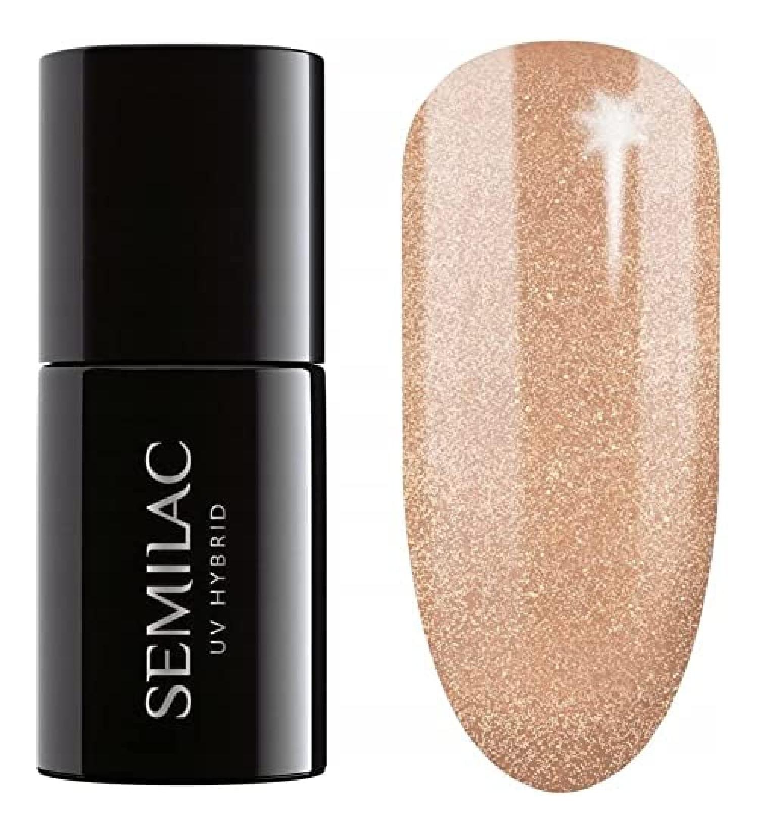 SEMILAC 307 Golden Icing Nail UV Gel Polish | Long Lasting and Easy to Apply | Soak off UV/Led | Perfect for Home and Professional Manicure and Pedicure 7 ml