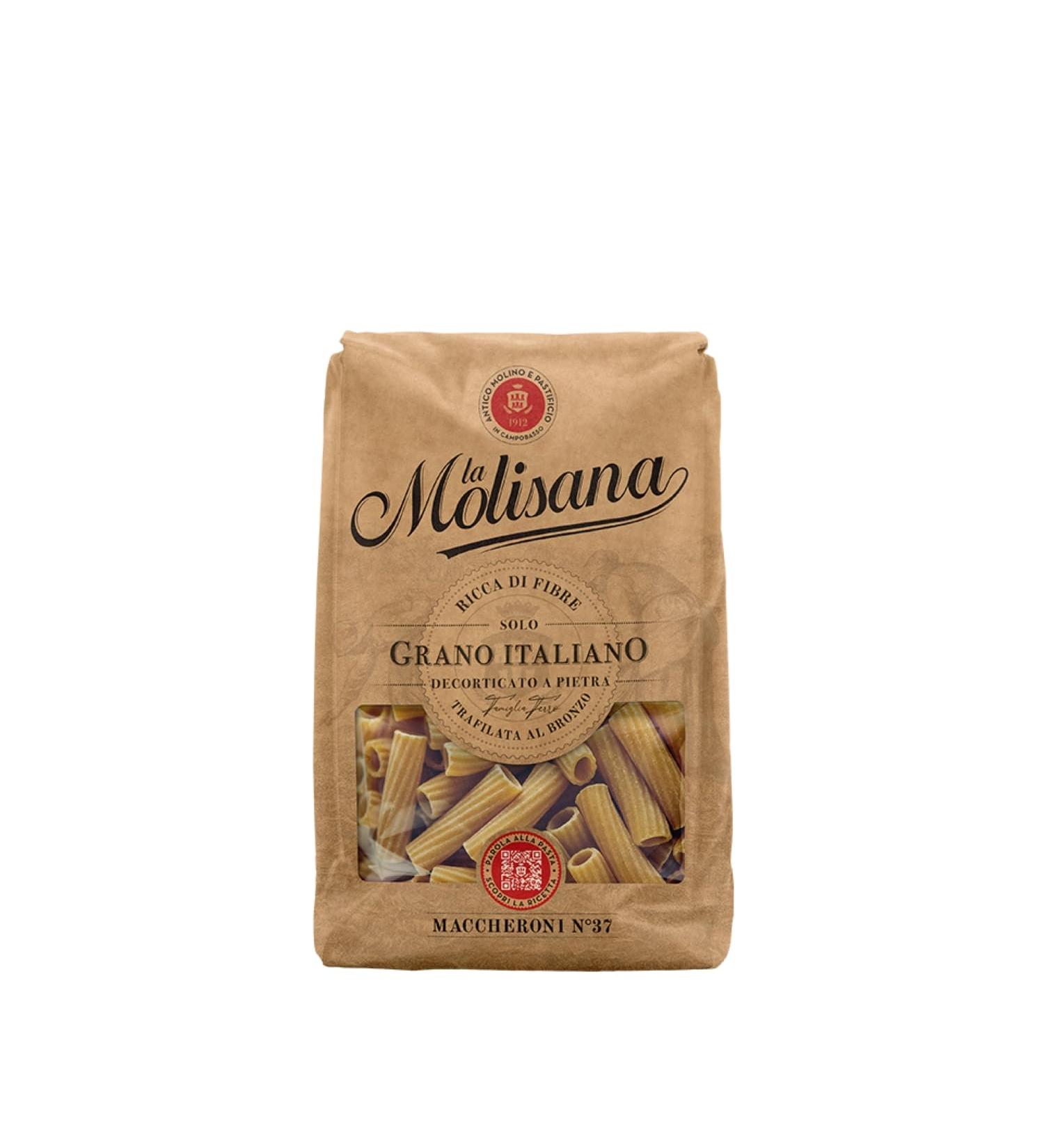The Molisana La Molisana Mackaroni Integrali No 37 whole wheat pasta from Italian wheat bronzedrawn rich in fiber rough and chewy with excellent cooking properties 500 g package - Buy Online on GoSupps.com