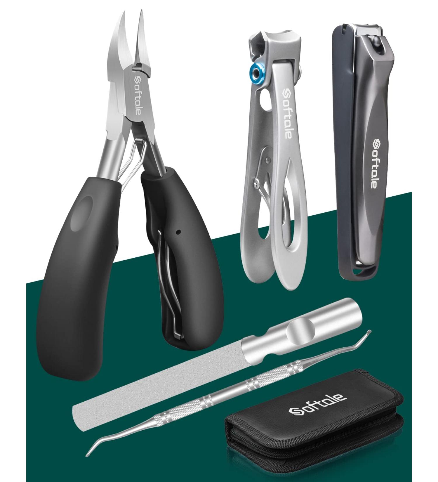 Softale Ingrown Toenail Clippers - Sharp, Easy-to-Use for Thick Nails - Podiatrist Recommended for Seniors & Women - Fungus Treatment - Silver/Black - Buy Online on GoSupps.com