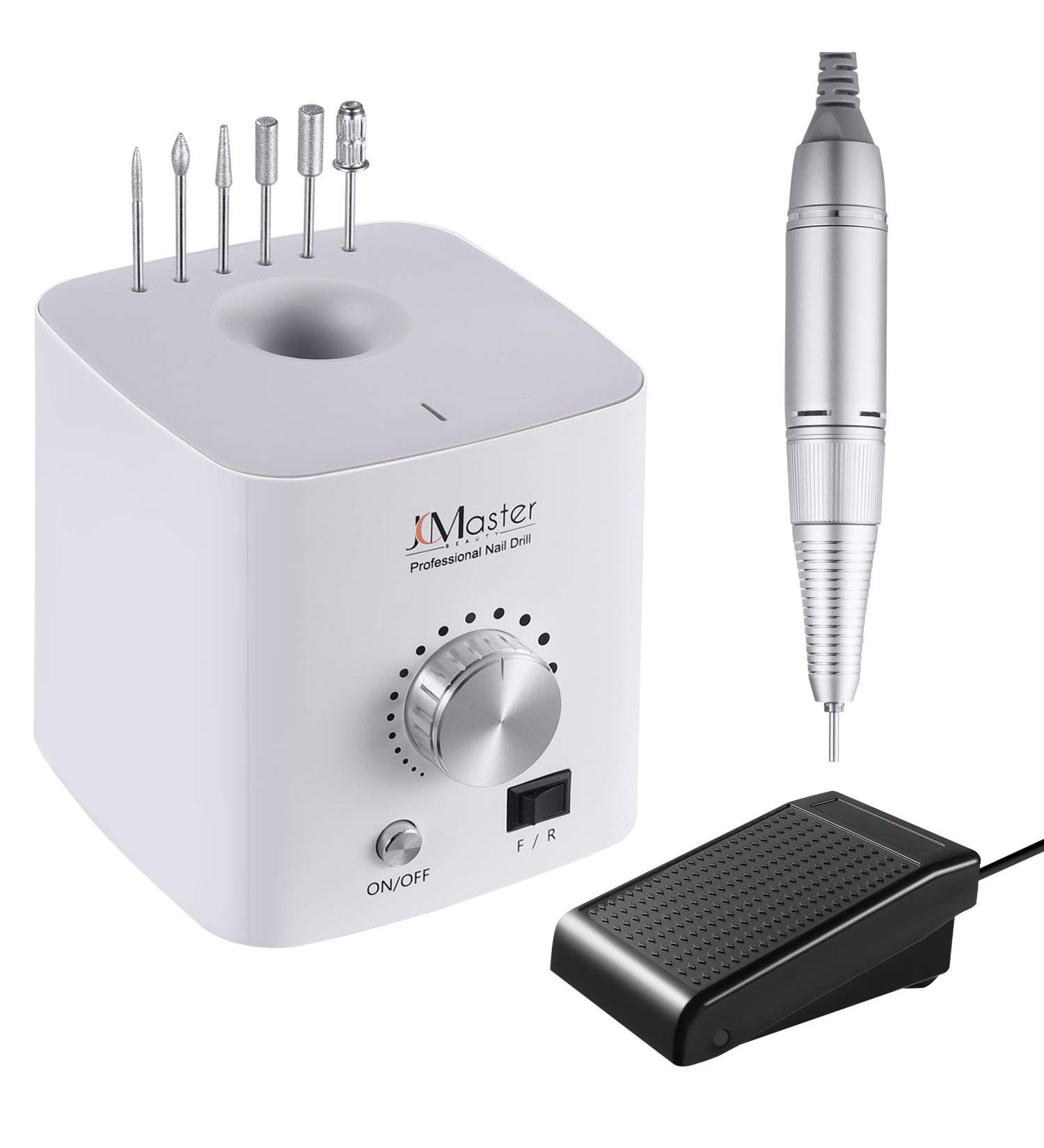 JCMASTER Electric Nail Drill Kit | Professional 30000 RPM E File Set with 6 Drill Bits for Manicure & Pedicure | Low Vibration Nail Care Tool - Buy Online on GoSupps.com