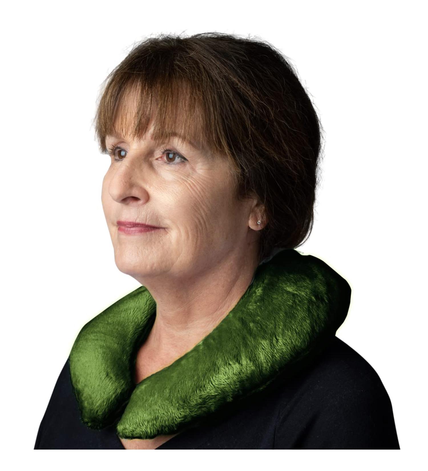 Herbal Concepts Aromatherapy Horse Shoe Shaped Microwaveable Wrap Made of Organic Flaxseed  Yarrow  & Chamomile for Neck | Neck Wrap Relieves Stress & Pain | Available in Olive - Buy Online on GoSupps.com