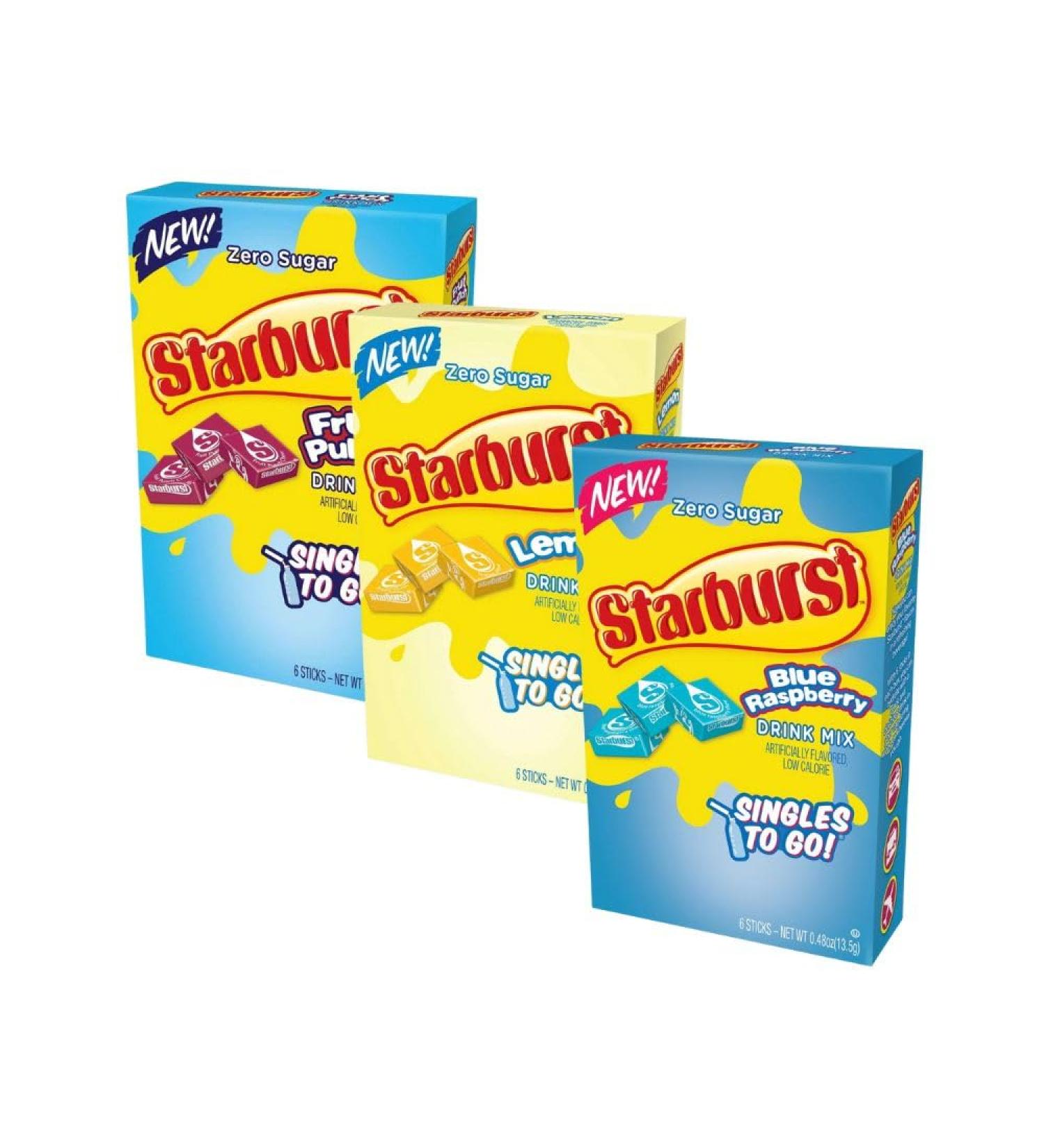 Star-burst Drink Mix Lemon Blue Raspberry and Fruit Punch Singles to go Zero Sugar Juice Drink Mix Low Calorie Drinks 3 Boxes with 6 Packets Each (Pack of 3) - Buy Online on GoSupps.com
