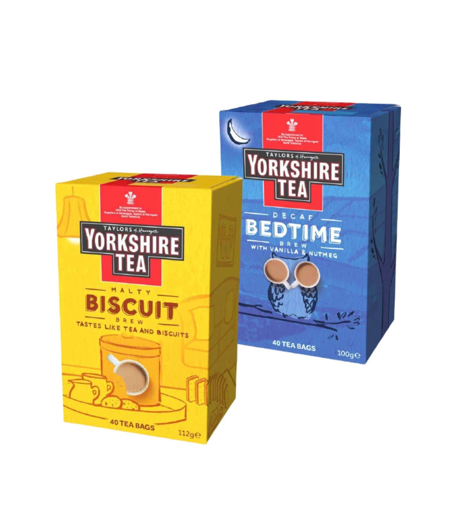 Biscuit Brew Tea Bags 40 tea bags (112g) and Bedtime Brew 40 Tea Bags (100g) Taylors of Harrogate Yorkshire bundle - Buy Online on GoSupps.com