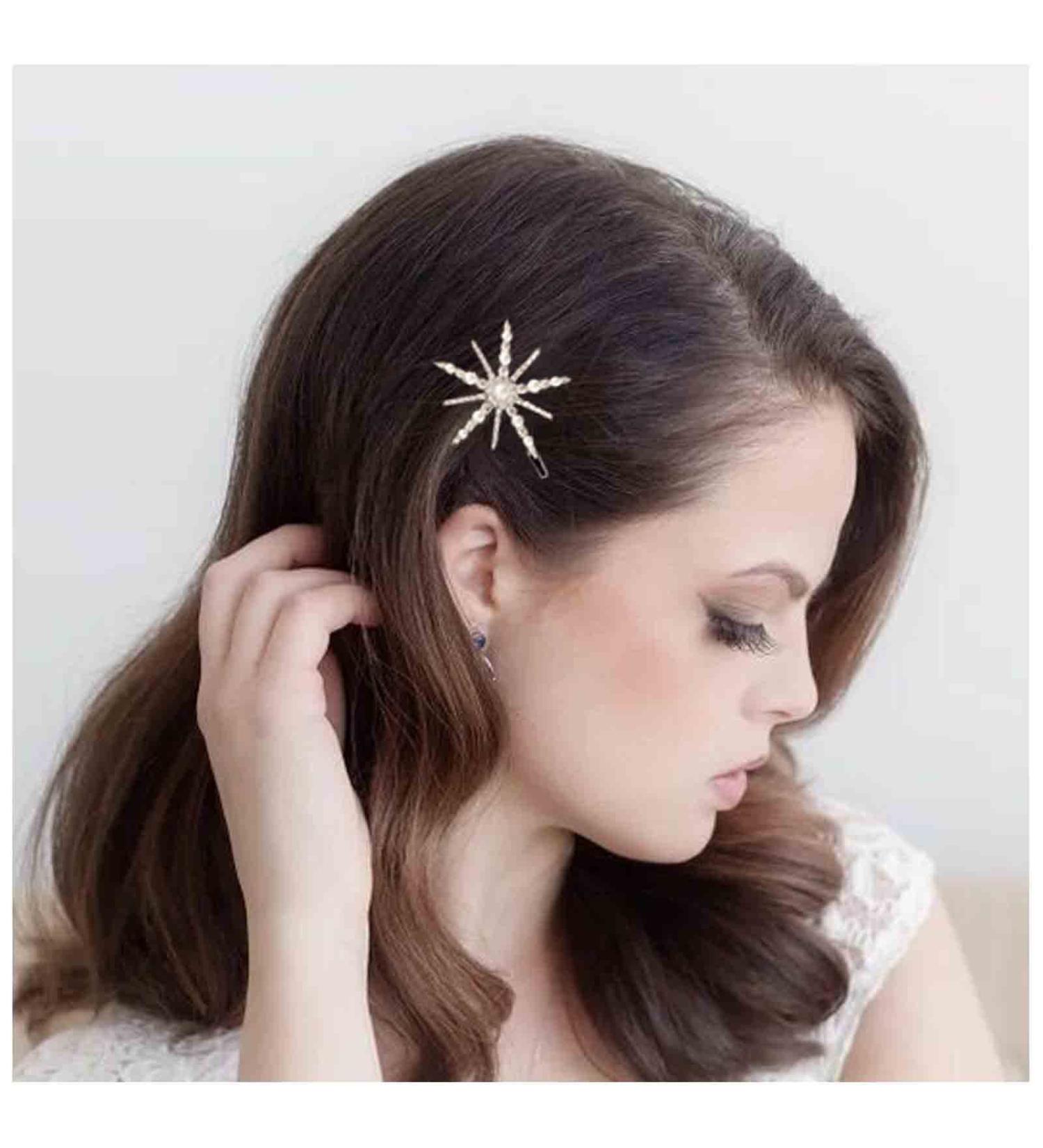 Yheakne Boho Crystal Star Hair Clip Pin Rhinestone Pearl Hair Clip Barrette Vintage Hair Clip Pins Gold Rhinestone Hair Clips Decorative Bobby Pin Shiny Wedding Hair Accessories for Women and Girls - Buy Online on GoSupps.com