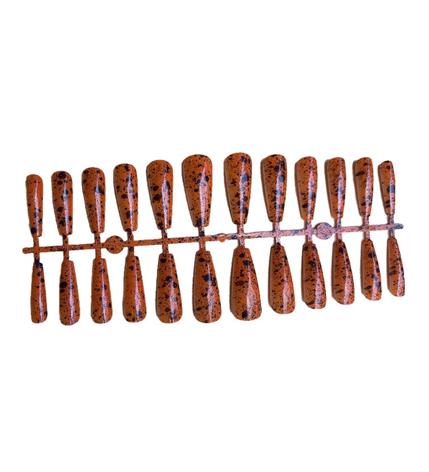 dijiusidy 24 Pieces Nails T Shape Extra Long Full Wrap False Nail Tips Women Decor Fingernail Supply Manicure Accessory orange print - Buy Online on GoSupps.com