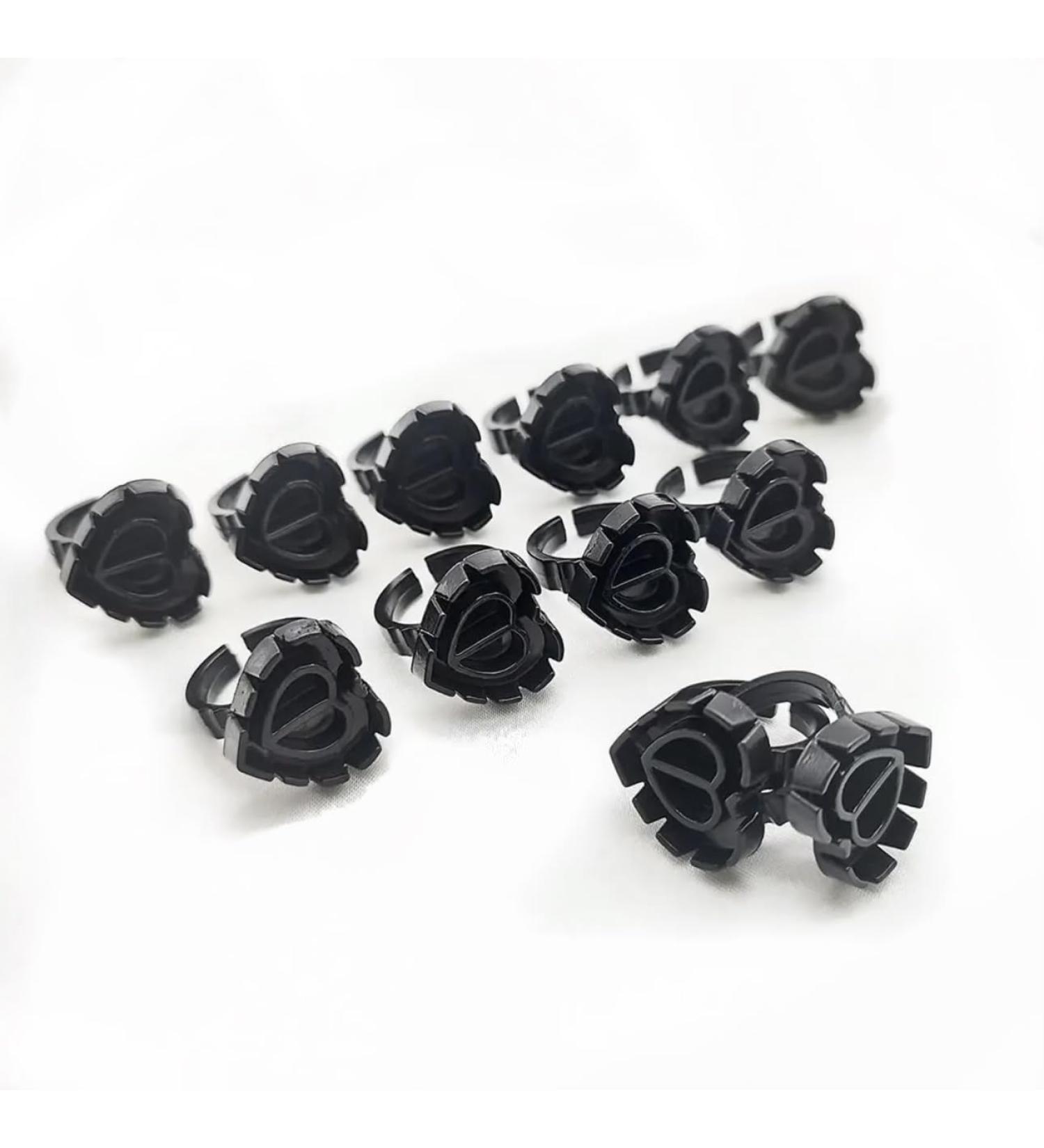 Black Heart Shaped Glue Rings for Eyelash Extensions - 100PCS Disposable (Black) | Best Quality & International Shipping - Buy Online on GoSupps.com