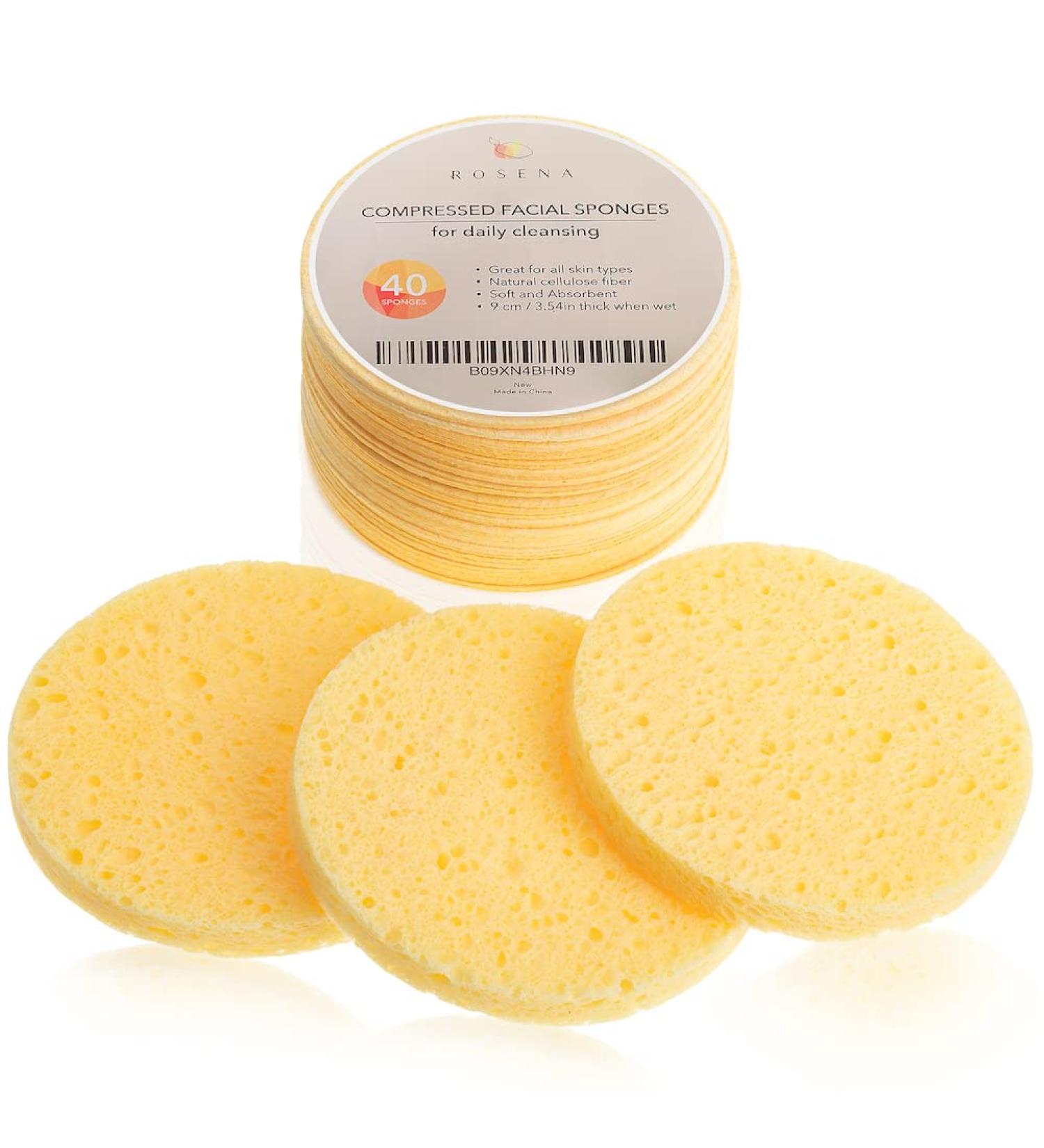 40-Count Large Compressed Facial Sponges for Estheticians - Cellulose Face Sponges for Cleansing and Exfoliating - Dehydrated Facial Sponges for Washing Face - Buy Online on GoSupps.com