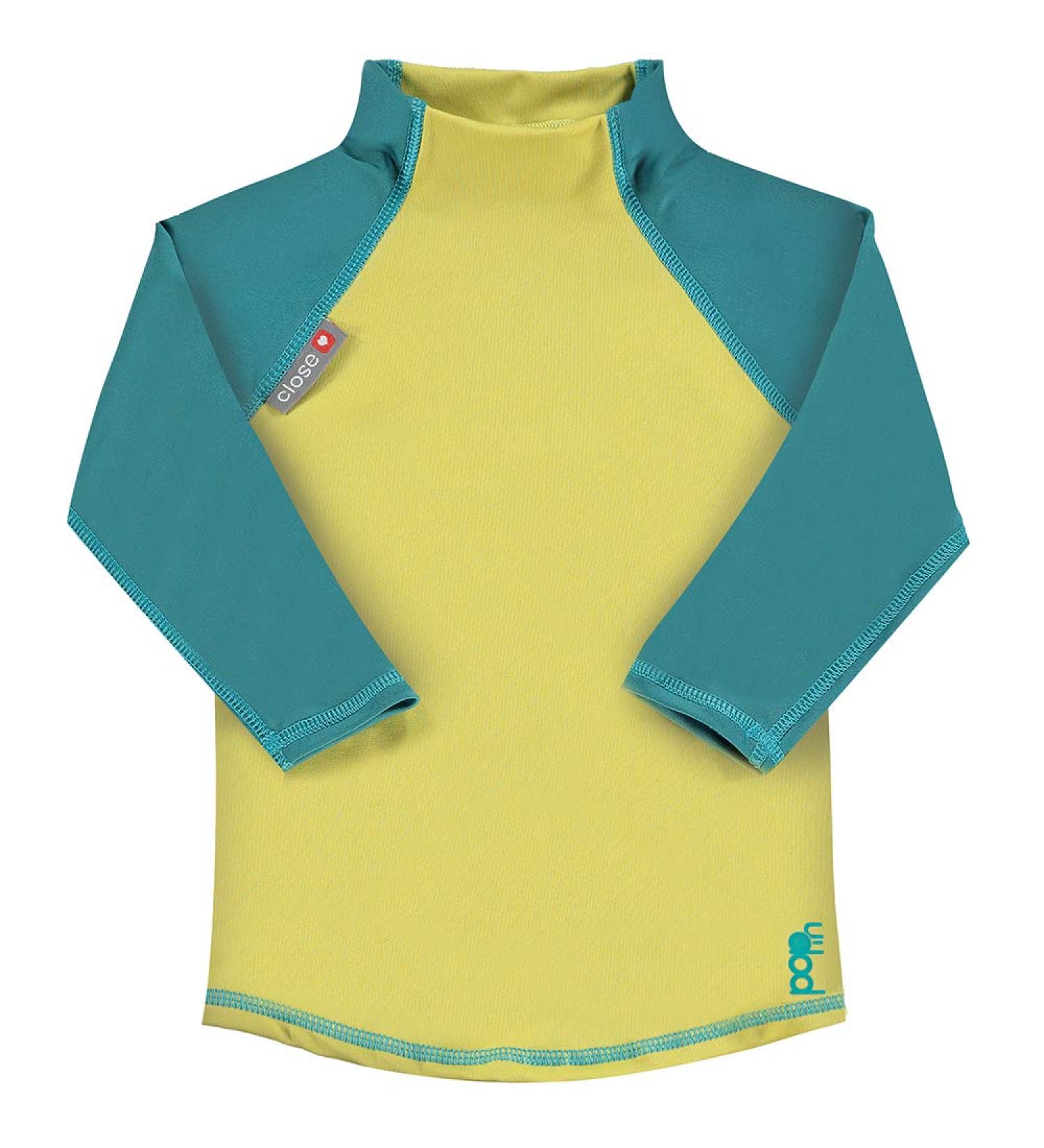 Close Pop-in Unisex Long Sleeved Swim Tops for Babies 12 to 18 Months Old Rash Vest Swimming Shirt for Children Rash Guard UPF 50 plus Sun Protection Quick Drying Mustard/Teal