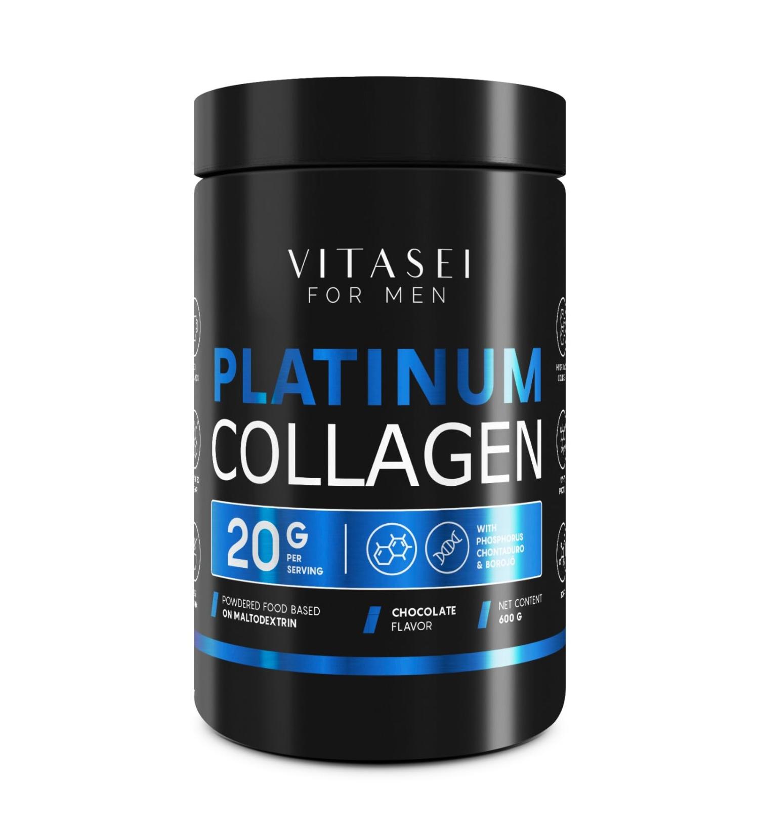 Hydrolyzed Collagen Powder for Men - BCAA & Borojo - Protein Supplement for Workouts - Zero Sugar Chocolate Flavor - 21 oz - Buy Online on GoSupps.com