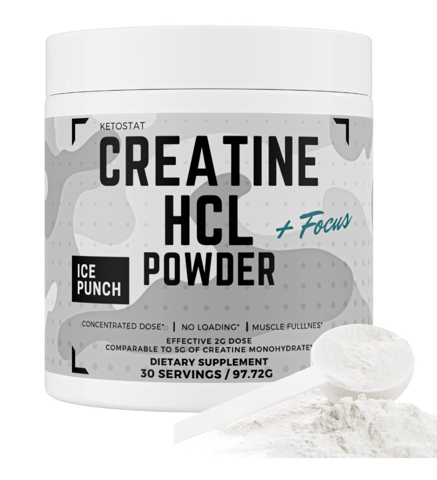 Clinical Dosage Creatine HCL Powder - Ice Punch Flavor (30 Servings) for Muscle Gain & Recovery - Buy Online on GoSupps.com