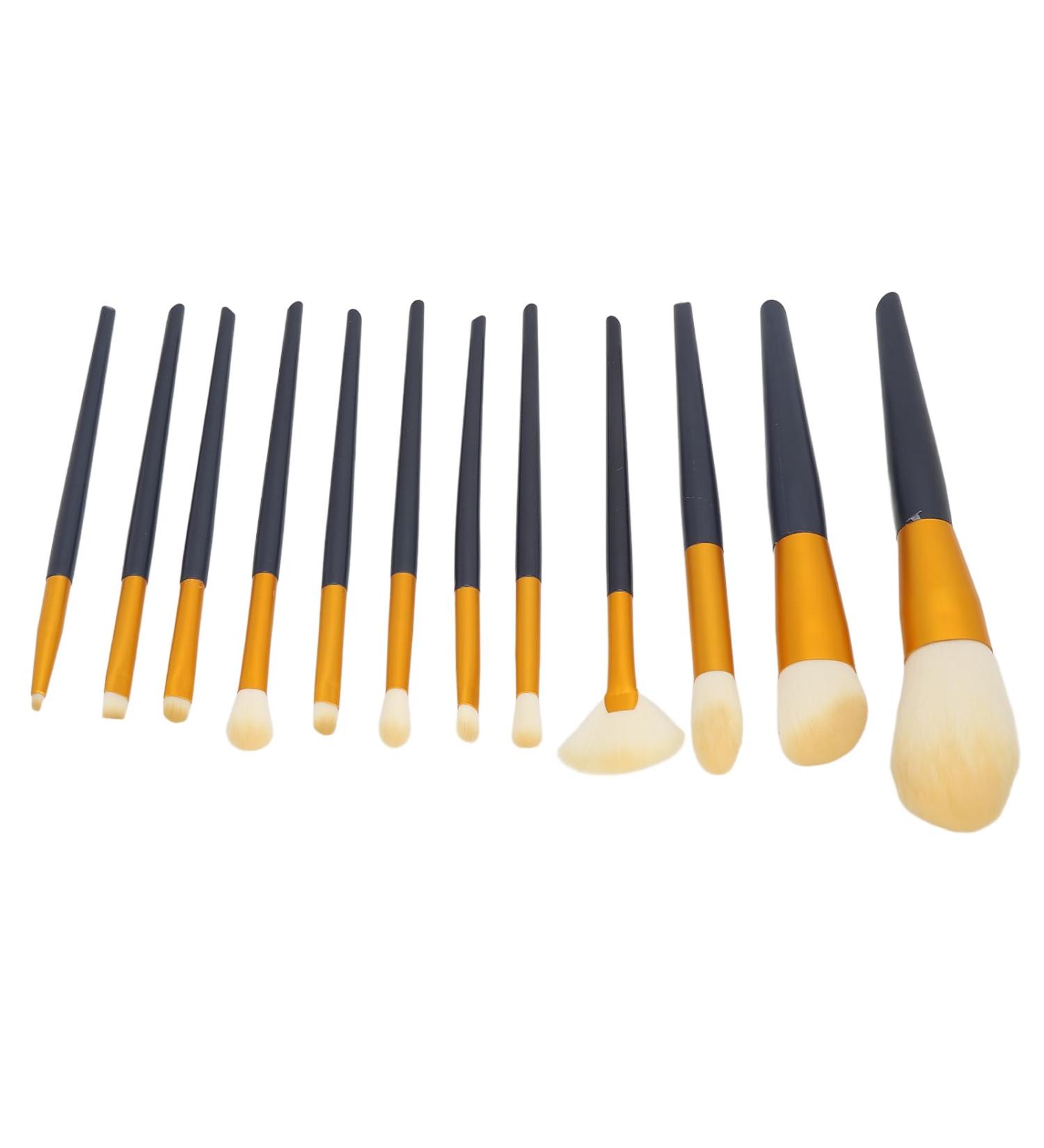 ZJchao 12-Piece Makeup Brush Set | Beginner Eyeshadow Powder Blush & Concealer Brushes with Orange PU Case - Perfect for International Shipping - Buy Online on GoSupps.com