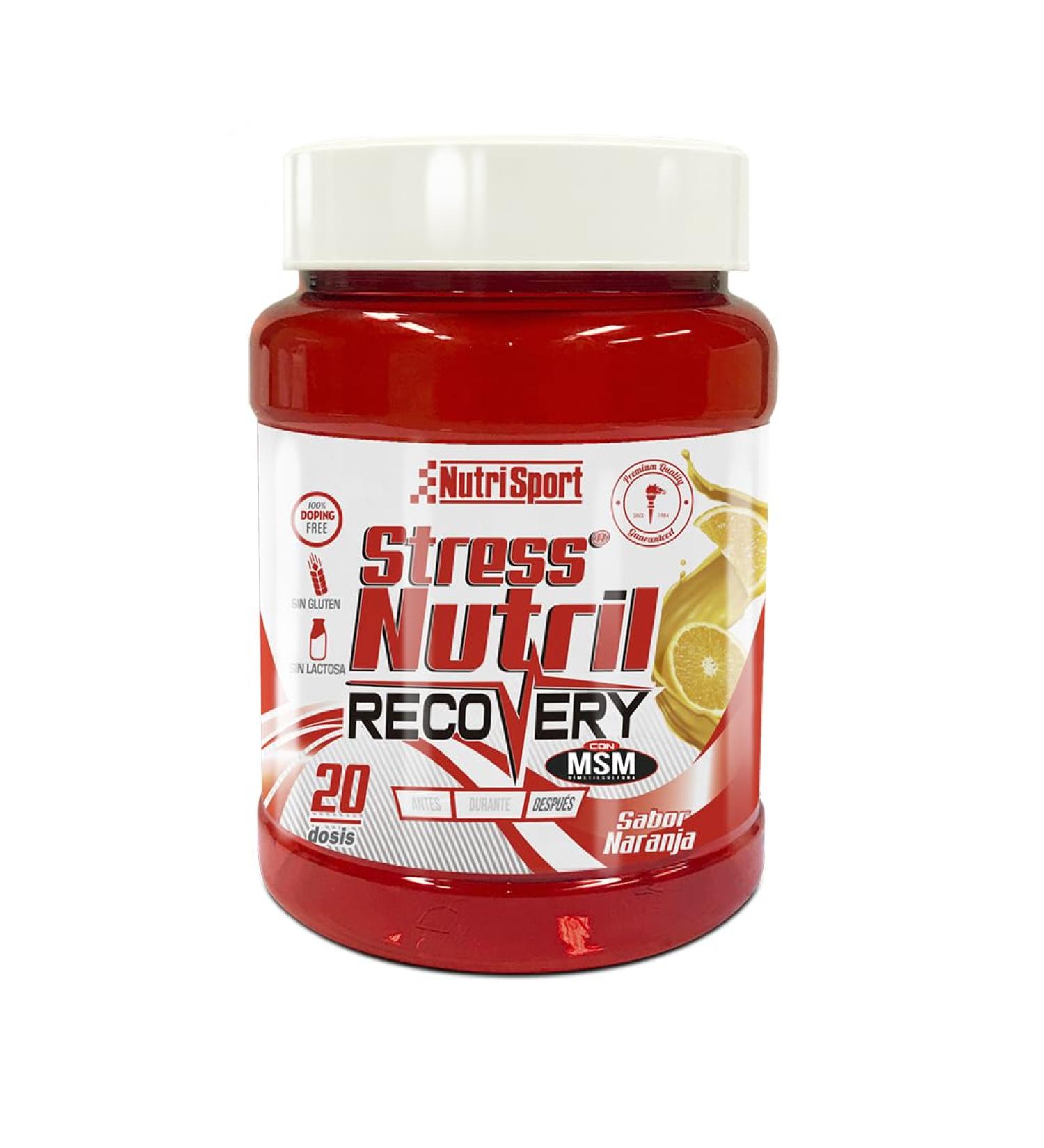 NUTRISPORT StressNutril Recovery Shake Drink after training Dietary supplement for athletes Reduces fatigue antioxidant increases muscle mass Orange flavor 800 gram jar
