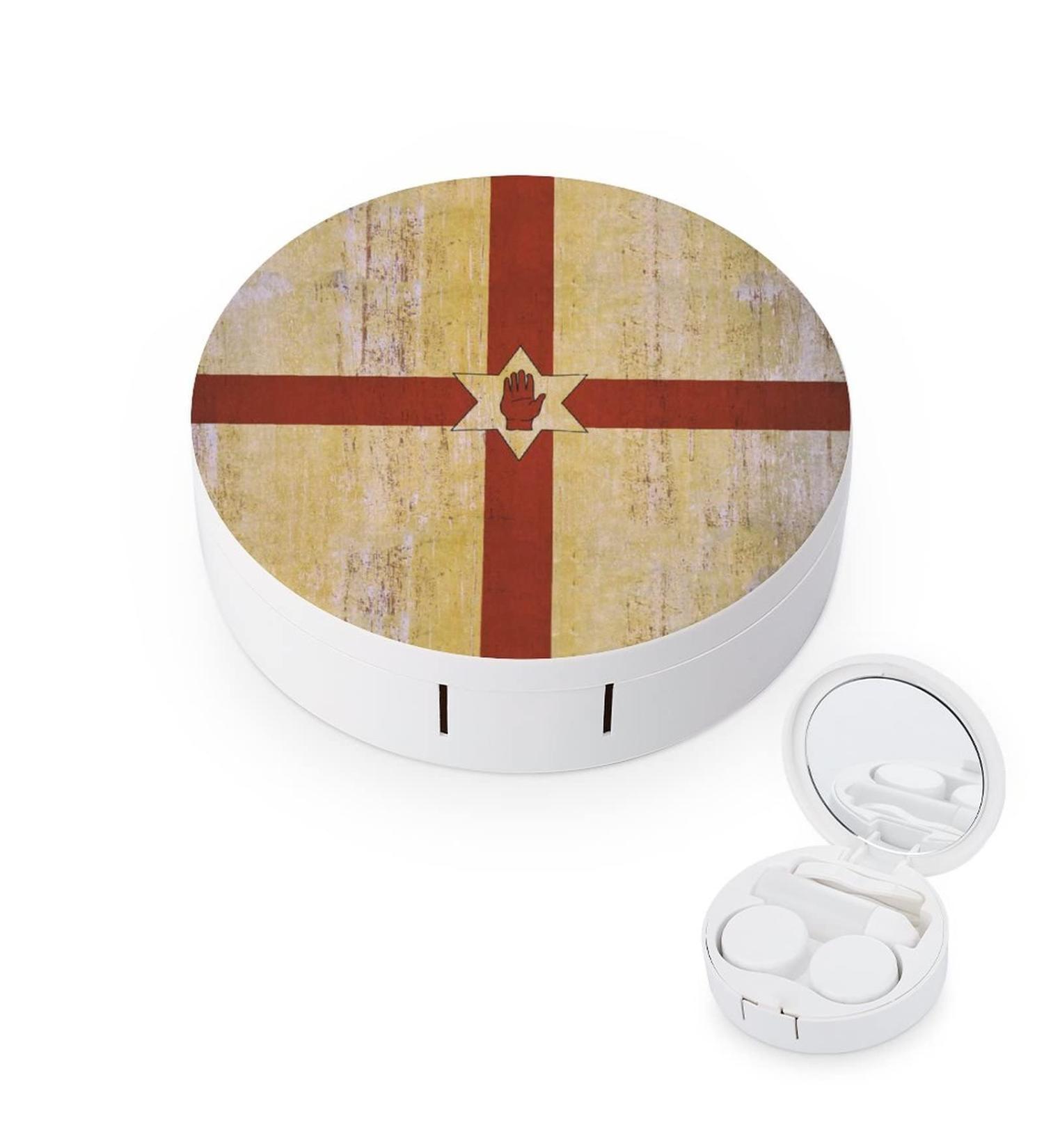 Northern Ireland Flag Round Case For Contact Lens Kit Storage Box with Mirror Printed - Buy Online on GoSupps.com