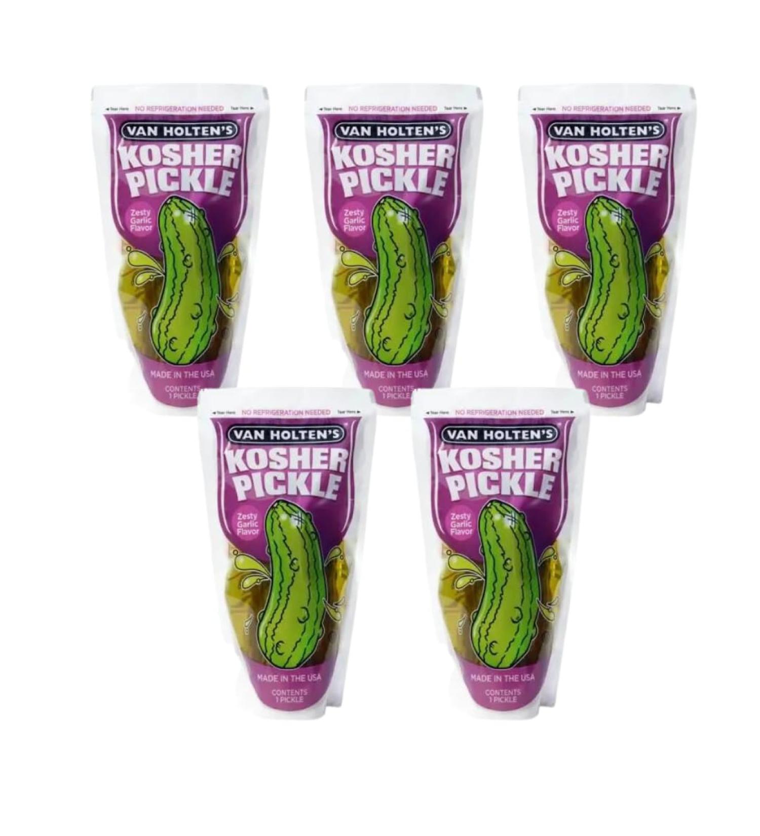 Candybox Sour cucumber van Holten s Kosher Garlic Pickle - Cucks in the bag range sample collection - pickled cucumbers - fancy gift - fat -free gluten -free - 700 grams 5 packs 5 packing Kosher Garlic