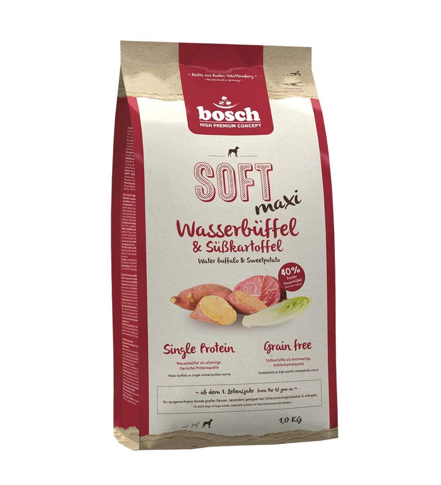 Buy Bosch HPC SOFT Maxi Water Buffalo & Sweet Potato - 1kg Pack | Premium Pet Food for International Shipping - Buy Online on GoSupps.com