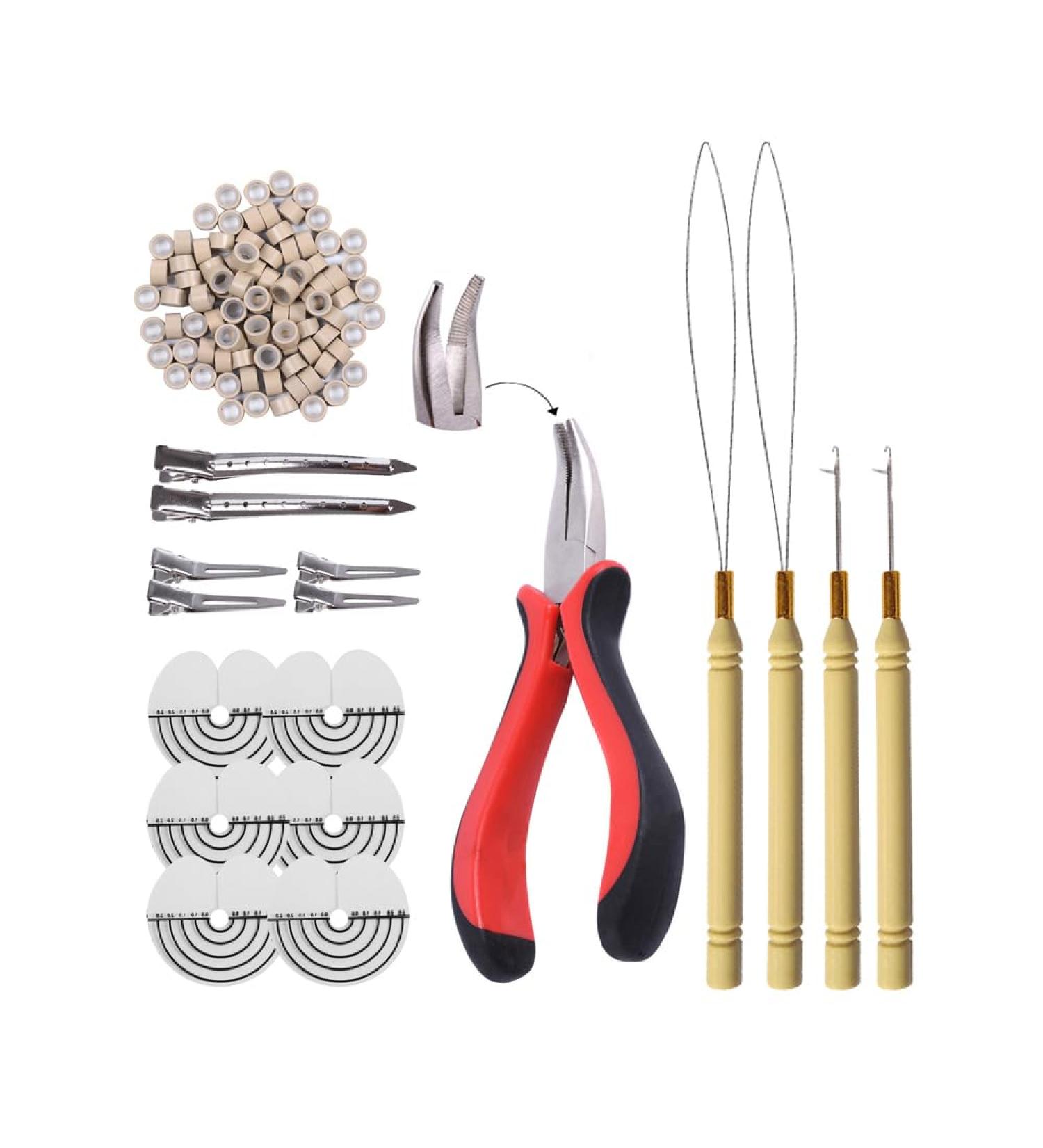 Microring Extensions Set - Pliers Needle & 200 Gray Blonde Nano Rings | International Shipping - Buy Online on GoSupps.com