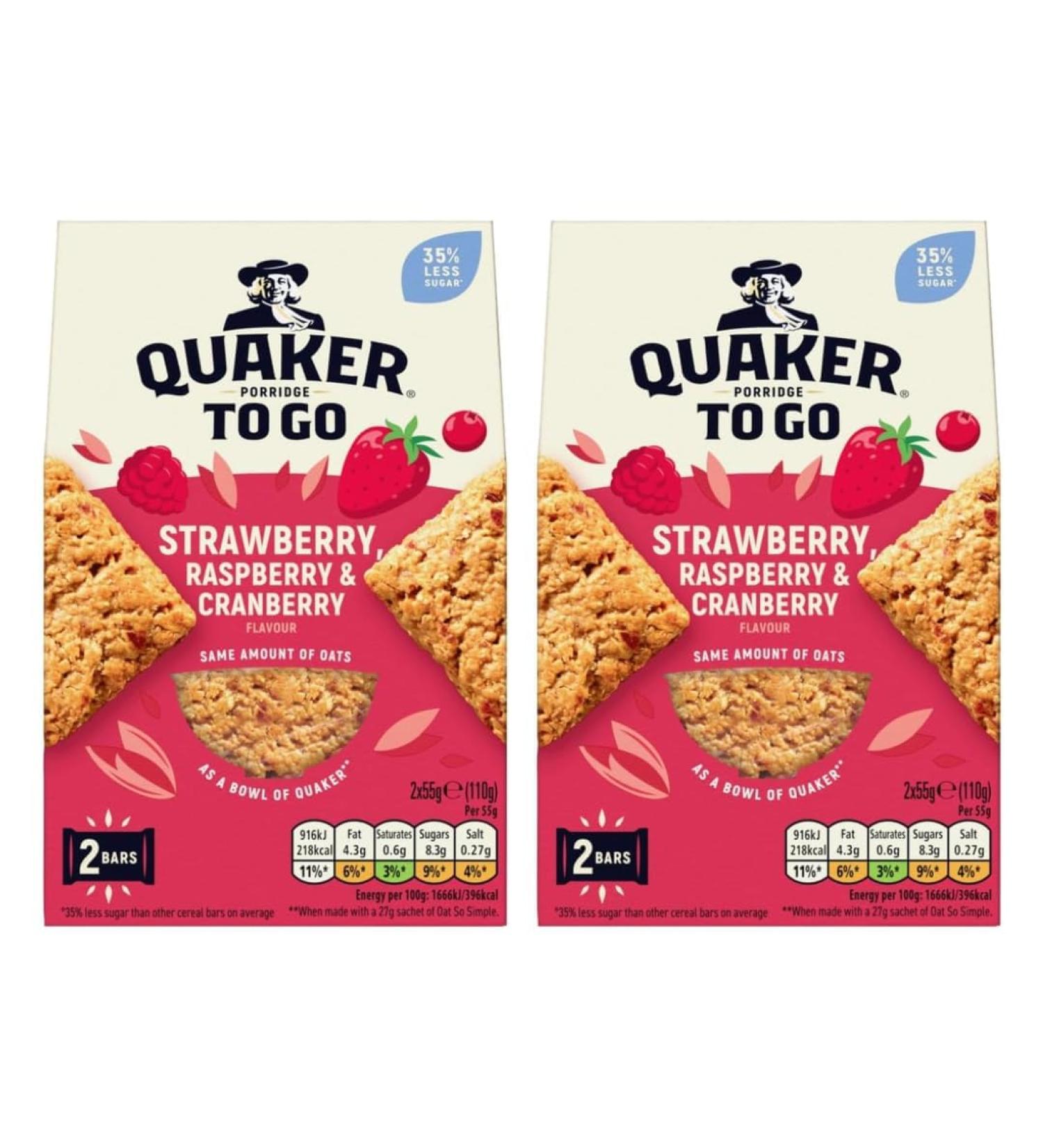 Hamperly Gifts Breakfast Bars Bundle Consisting of Quaker Porridge to Go Mixed Berries Breakfast Bars 2 x 55g (2 Pack) - Buy Online on GoSupps.com
