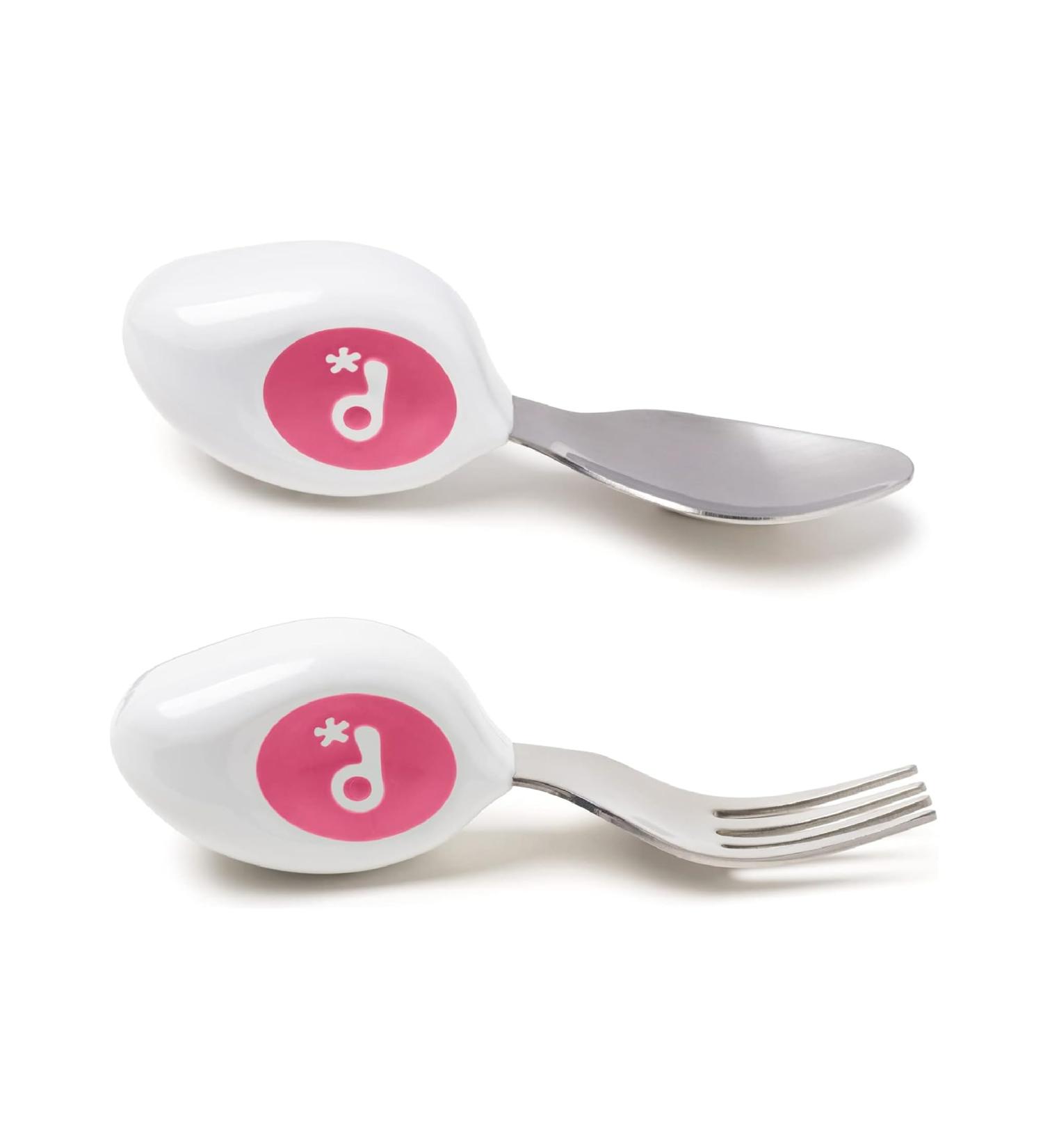 Doddl Toddler Cutlery Set - Self Feeding Spoon and Fork (Magenta) | 12months - Buy Online on GoSupps.com