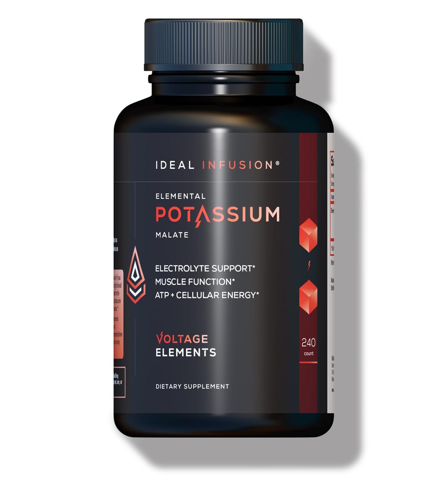 Potassium Malate 1389mg - ATP Production & Cellular Energy Electrolyte Balance - Elemental Potassium 500mg (240 Capsules) Vegan - Buy Online on GoSupps.com