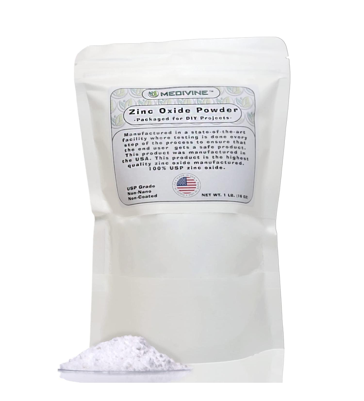 Medivine Non-Nano USP Grade Zinc Oxide Powder 1 lb (16 oz.) - Skin-Safe Sunblock & Cosmetic Ingredient - Buy Online on GoSupps.com