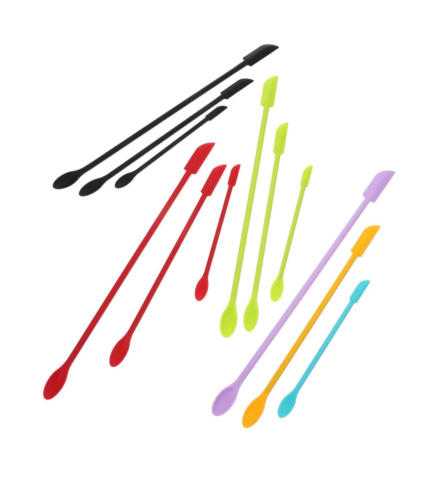 12 Silicone Dressoos for Cosmetic & Kitchen Bottles - Jam Scrapers with Long Handle - Buy Online on GoSupps.com