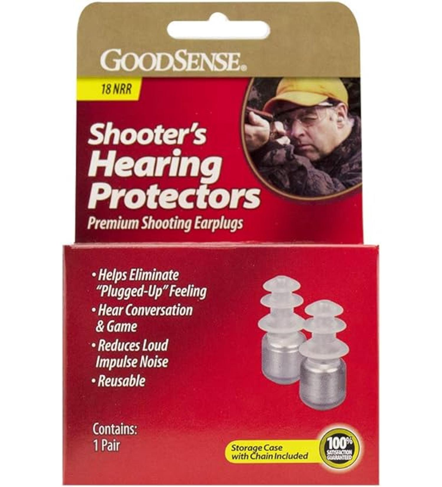 GoodSense Shooter's Earplugs 18 NRR: Premium Hearing Protectors for Shooting - Reusable, Eliminates Plugged-Up Feeling, Enhances Conversation & Game Clarity - 1 Set - Buy Online on GoSupps.com