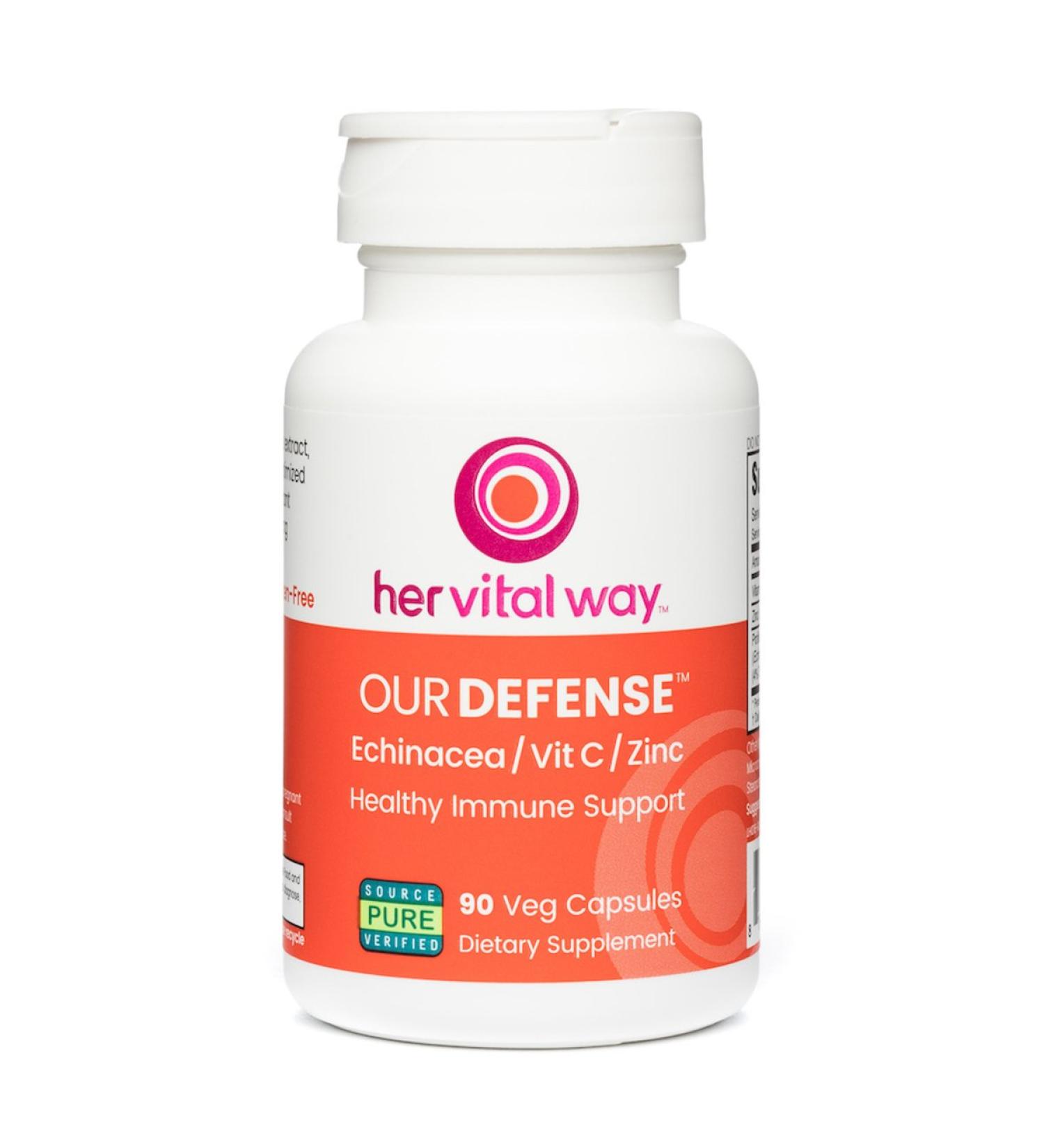 her vital way Our Defense Immune Support Supplement - Echinacea Vitamin C and Zinc Supplement - Premium Immune Booster for Adults (90 Vegetarian Capsules) - Buy Online on GoSupps.com