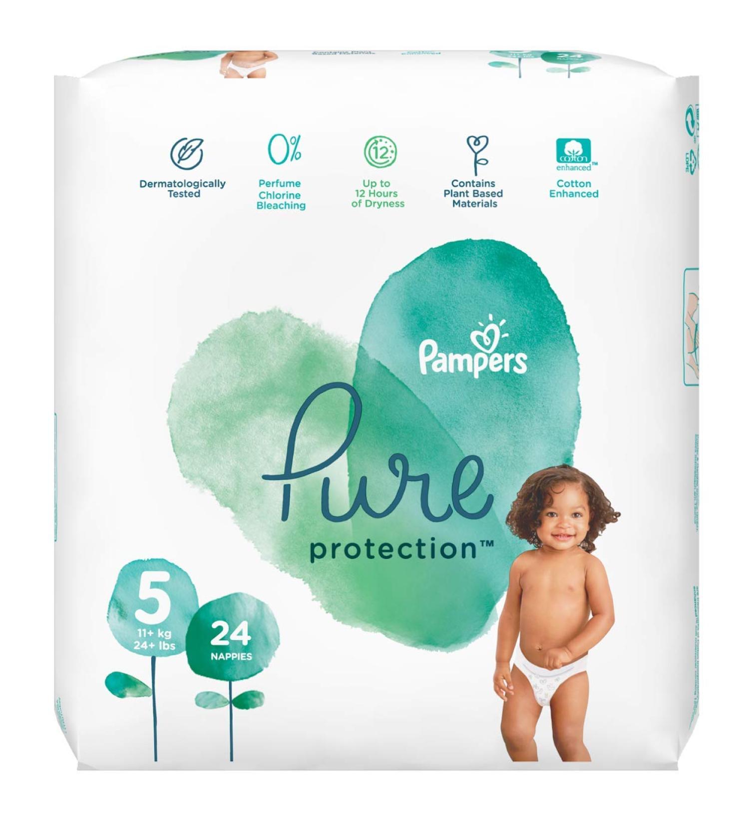 Pampers Pure Protection Size 5 Nappies - Gentle, Hypoallergenic Diapers - Buy Online on GoSupps.com