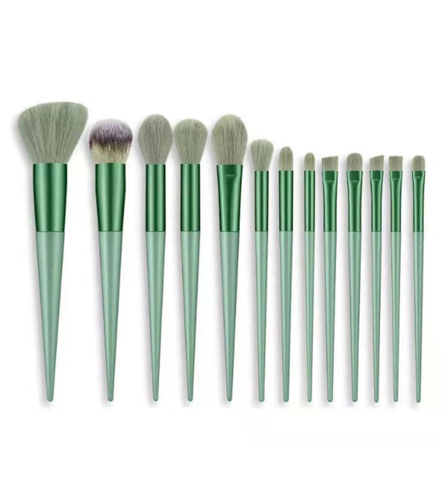 13-Piece Green Reusable Portable Cosmetic Makeup Brushes Set - Professional Quality - Buy Online on GoSupps.com