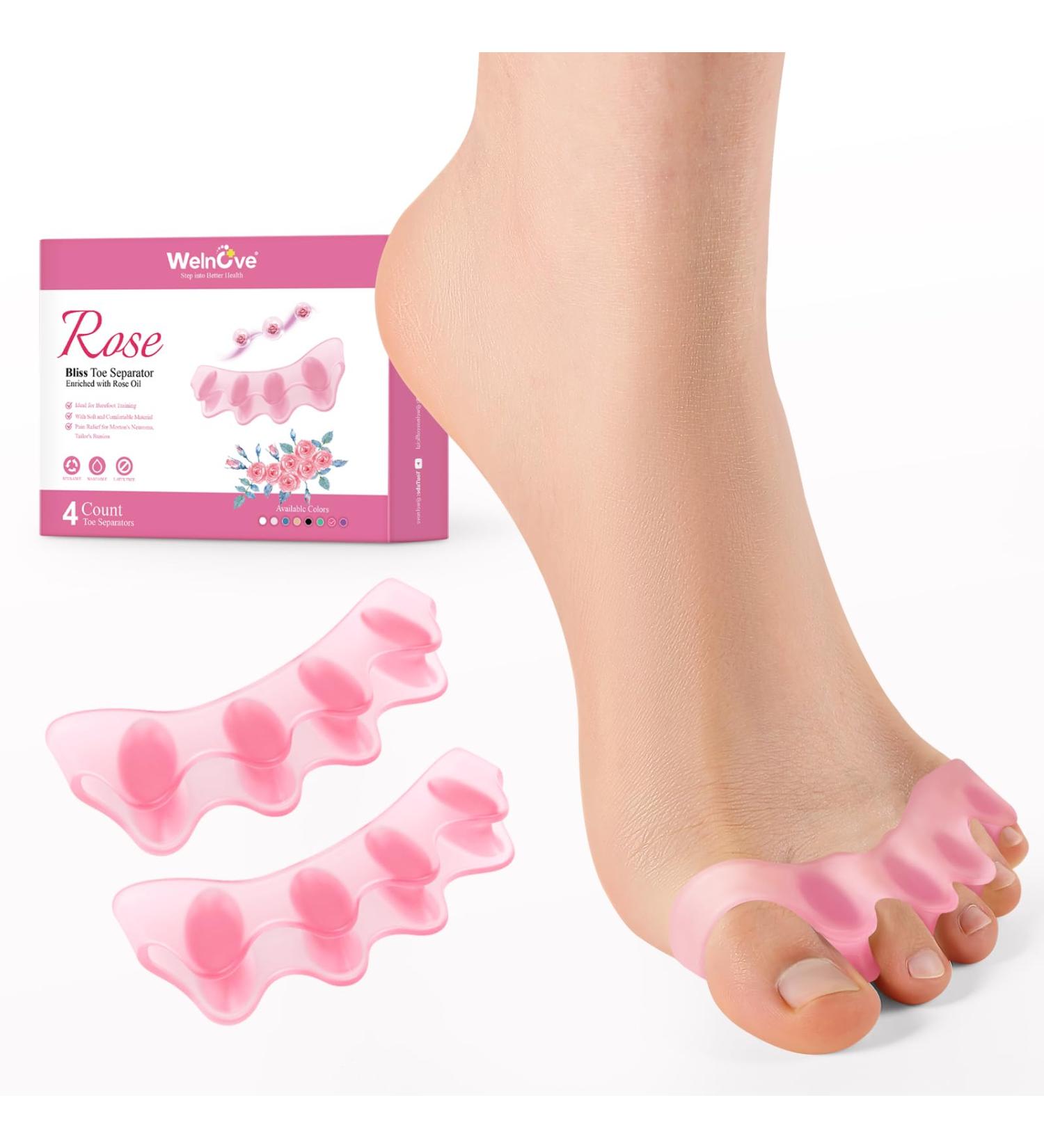 Welnove Toe Separators Spacers - Rose Extract Toe Spreaders & Straighteners for Women & Men - 4 Pack for Walking Running & Yoga - Buy Online on GoSupps.com