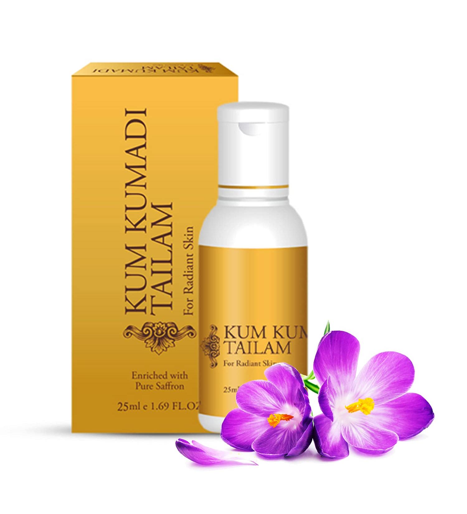 Ayurveda s Natural & Pure Kumkumadi Oil Formulation For Face & Skin Controls Acne Rosacea Pimples & Radiant Skin Glow | Pure Saffron Enriched Natural Herbal Ingredient Made (25 ML) - Buy Online on GoSupps.com