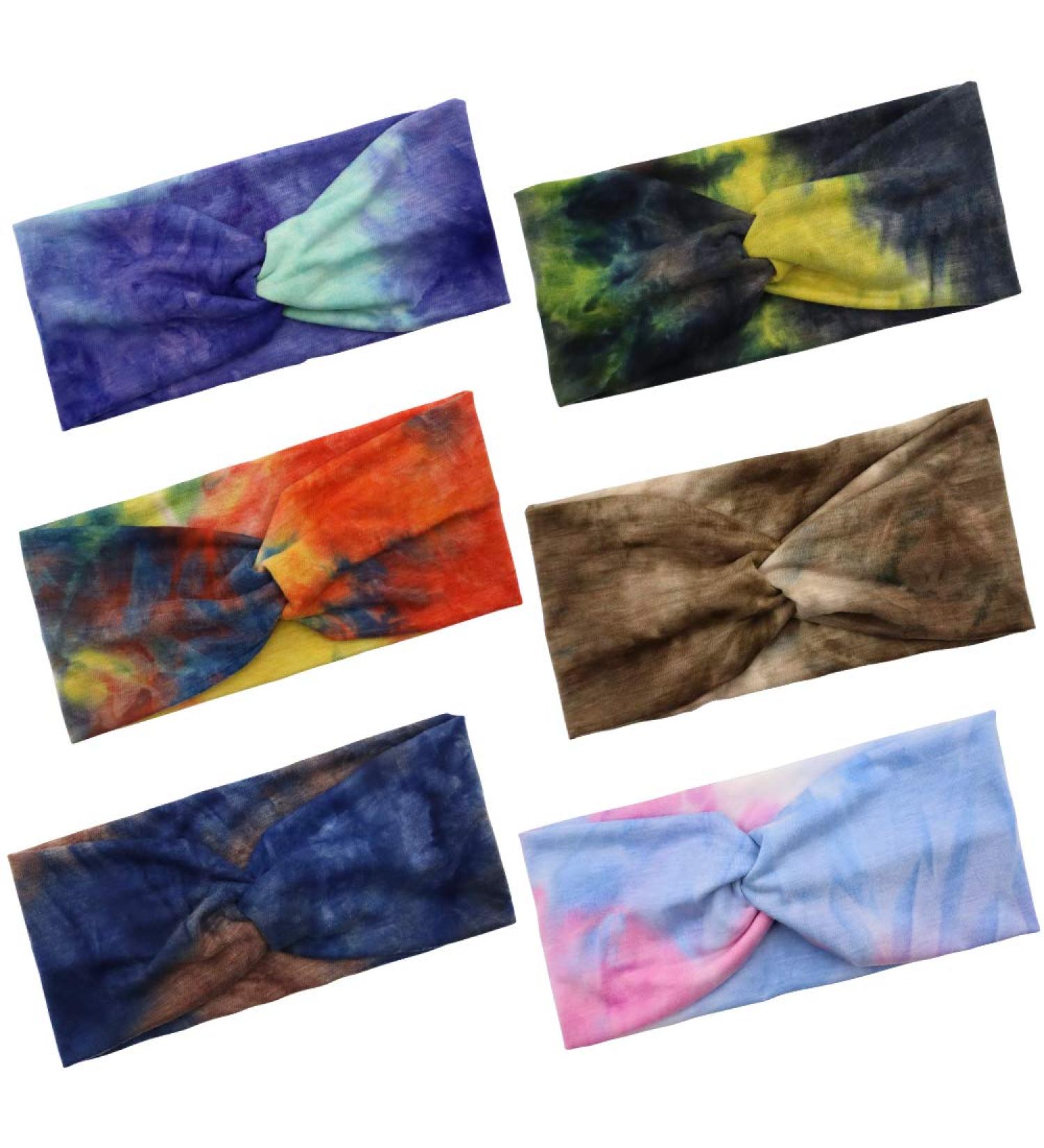 NODG 6 Piece Tie Dye Headbands - Fashionable Boho Knot Turban Headbands for Women - Buy Online on GoSupps.com