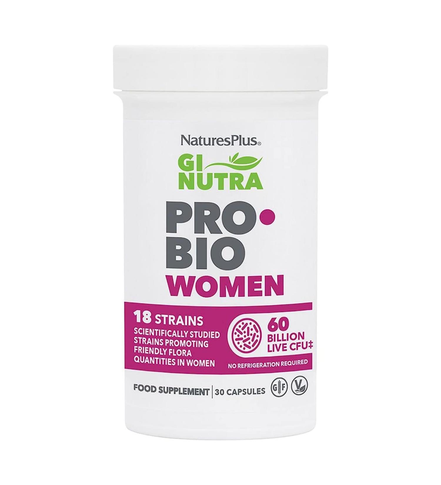 NaturesPlus GI Natural Probiotic Women - 30 Capsules Pack of 2 - Digestive & Immune Support Urinary Tract Health - Includes Cranberry - Gluten Free - 60 Total Servings - Buy Online on GoSupps.com