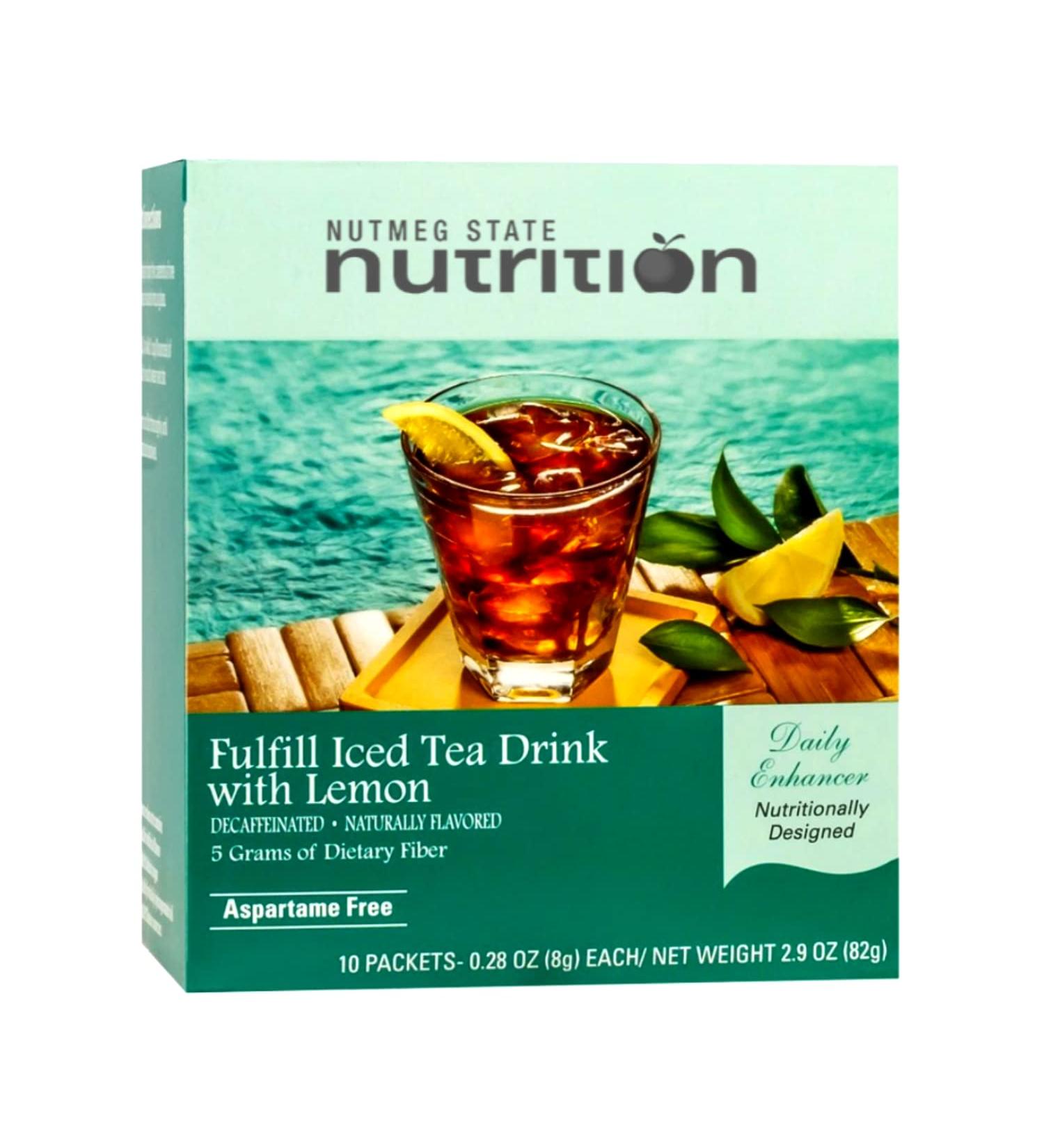 Nutmeg State Nutrition - Fulfill High Fiber Drink Mix Low Calorie Fat Free Decaffeinated Sugar Free Naturally Flavored Protien Aspartame Free 10 Servings Per Box (Iced Tea w/ Lemon) - Buy Online on GoSupps.com