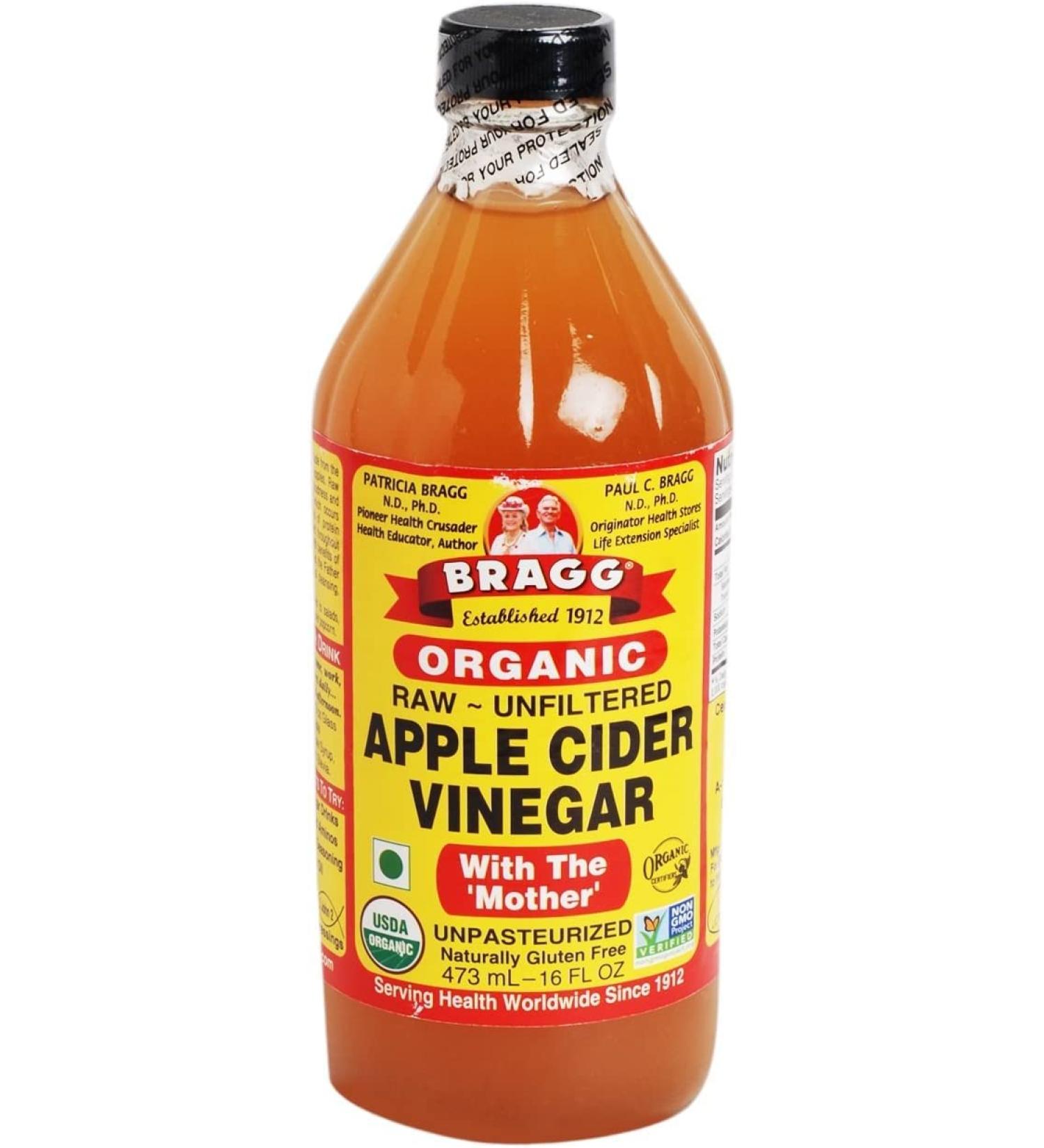 Braggs Apple Cider Vinegar with The Mother - 473ml | Unfiltered, Unheated, Unpasteurized - Buy Online on GoSupps.com