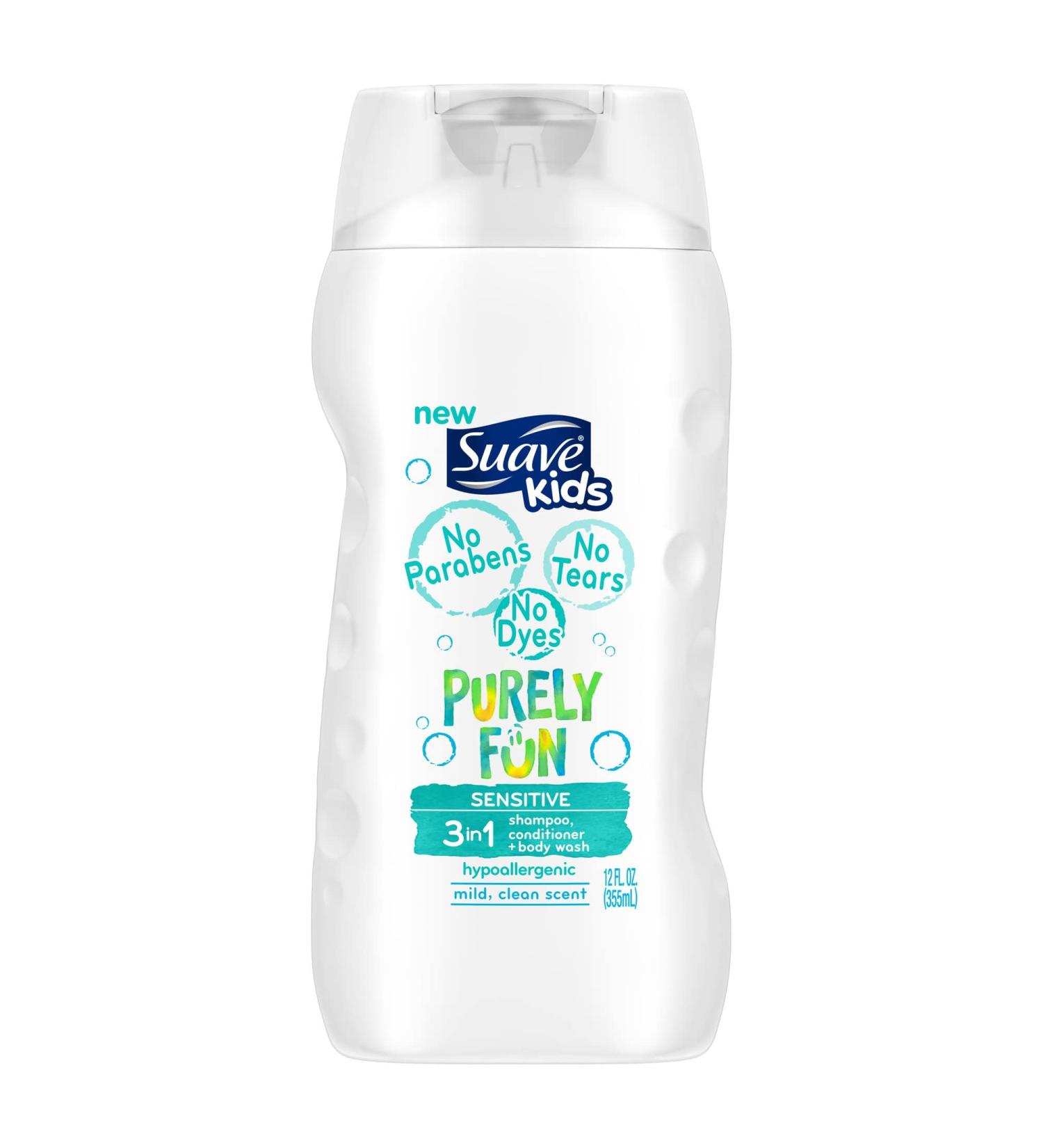 Suave Kids Purely Fun Sensitive 3-in-1 Shampoo Conditioner Body Wash 12 oz - Buy Online on GoSupps.com