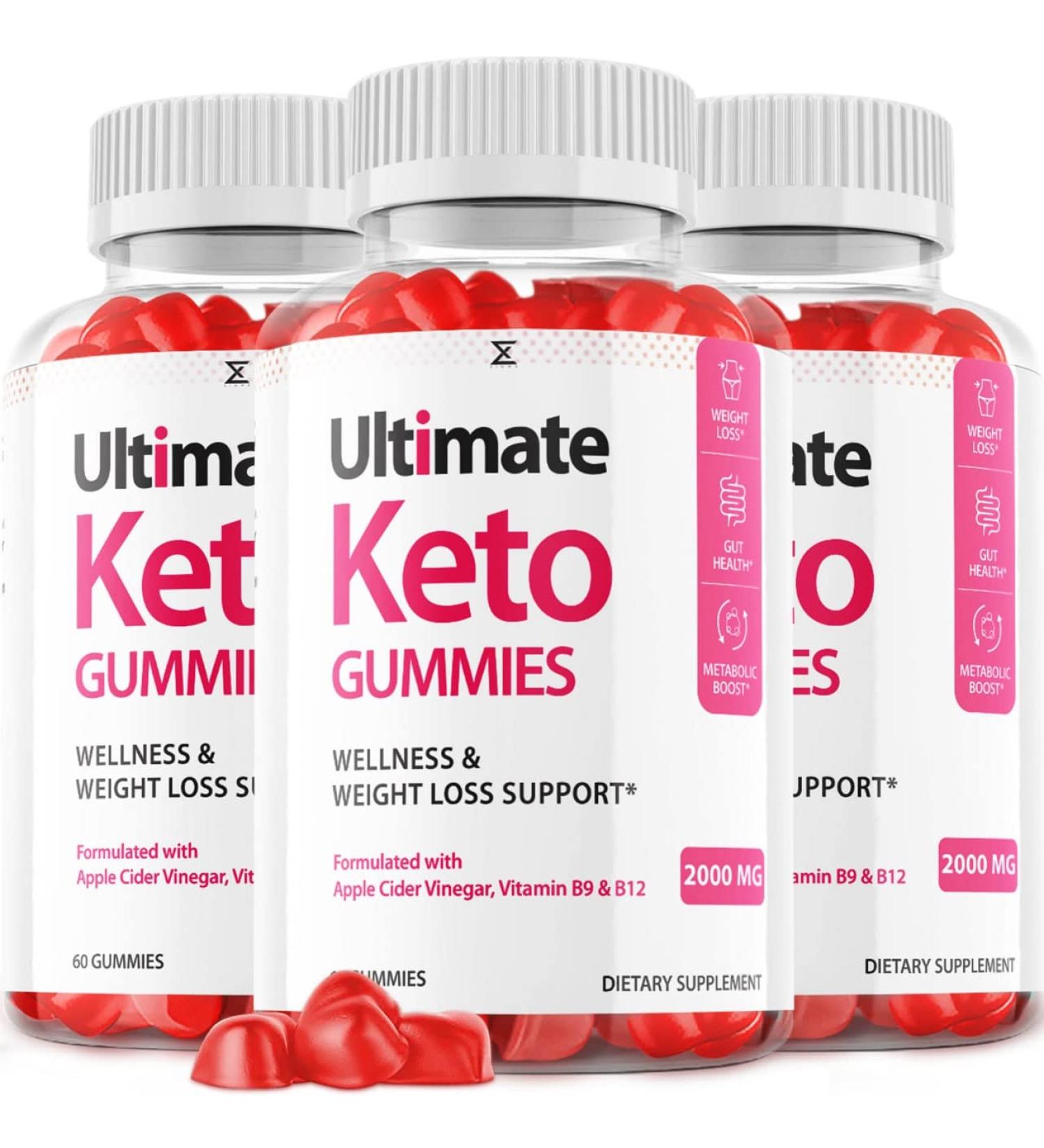 (3 Pack) Ultimate Keto Gummies for Max Weight Loss - 180 Gummies with ACV - High Potency Ultimate Keto Supplement - Buy Online on GoSupps.com