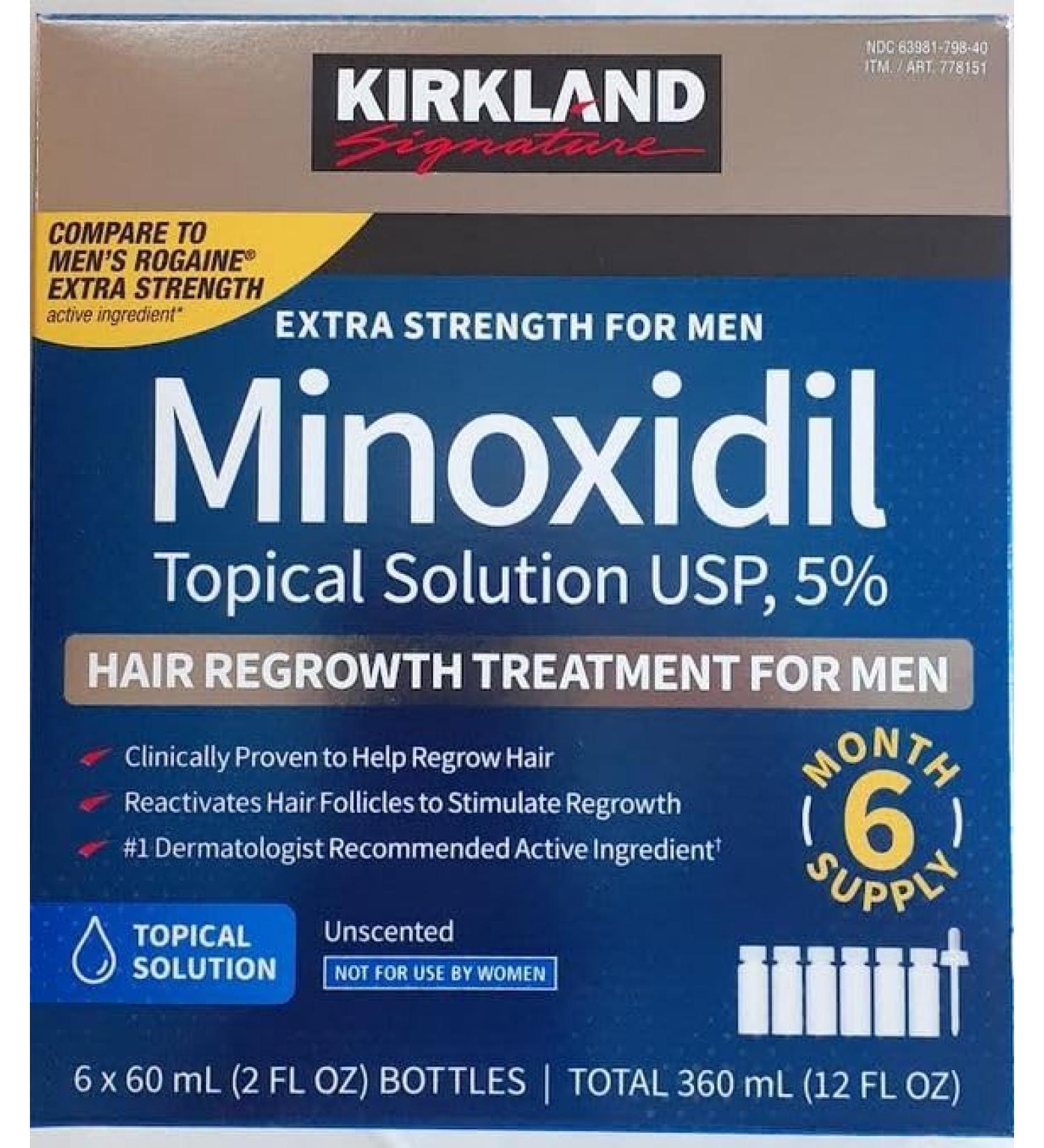 Minoxidil Liquid Extra Strength Hair Regrowth Treatment for Men, 5% Topical Solution, 6 Months Supply - Dropper Applicator Included - Dermatologist Recommended by 4K Logistics