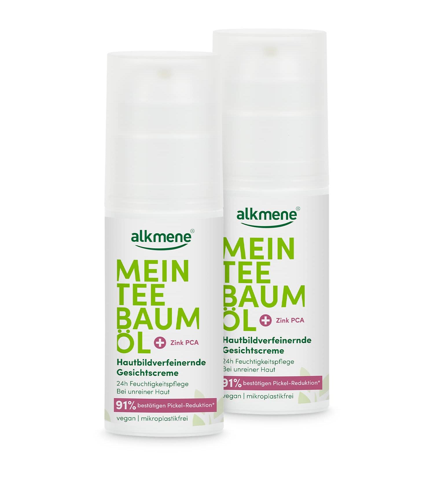  Alkmene alkmene My Tea Tree Oil Face Cream 2 x 50ml Blemish Reduction Confirmed to 91% - Natural Vegan & Climate Neutral Tea Tree Oil - 24 Hour Moisturizer for - Buy Online on GoSupps.com