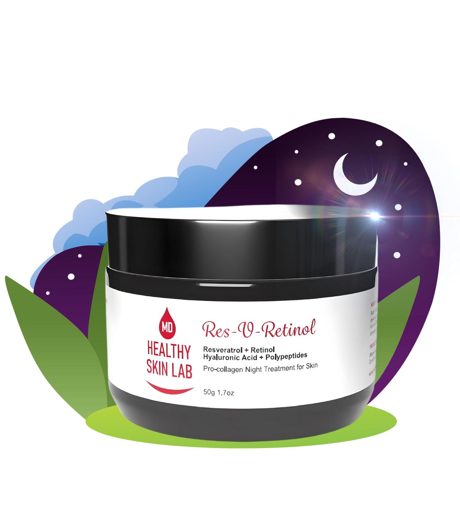 Res-V-Retinol Anti-Aging Night Cream Resveratrol & Retinol Moisturizer for Face Neck & D collet | Hydrating & Brightening Formula 1.7oz - Buy Online on GoSupps.com